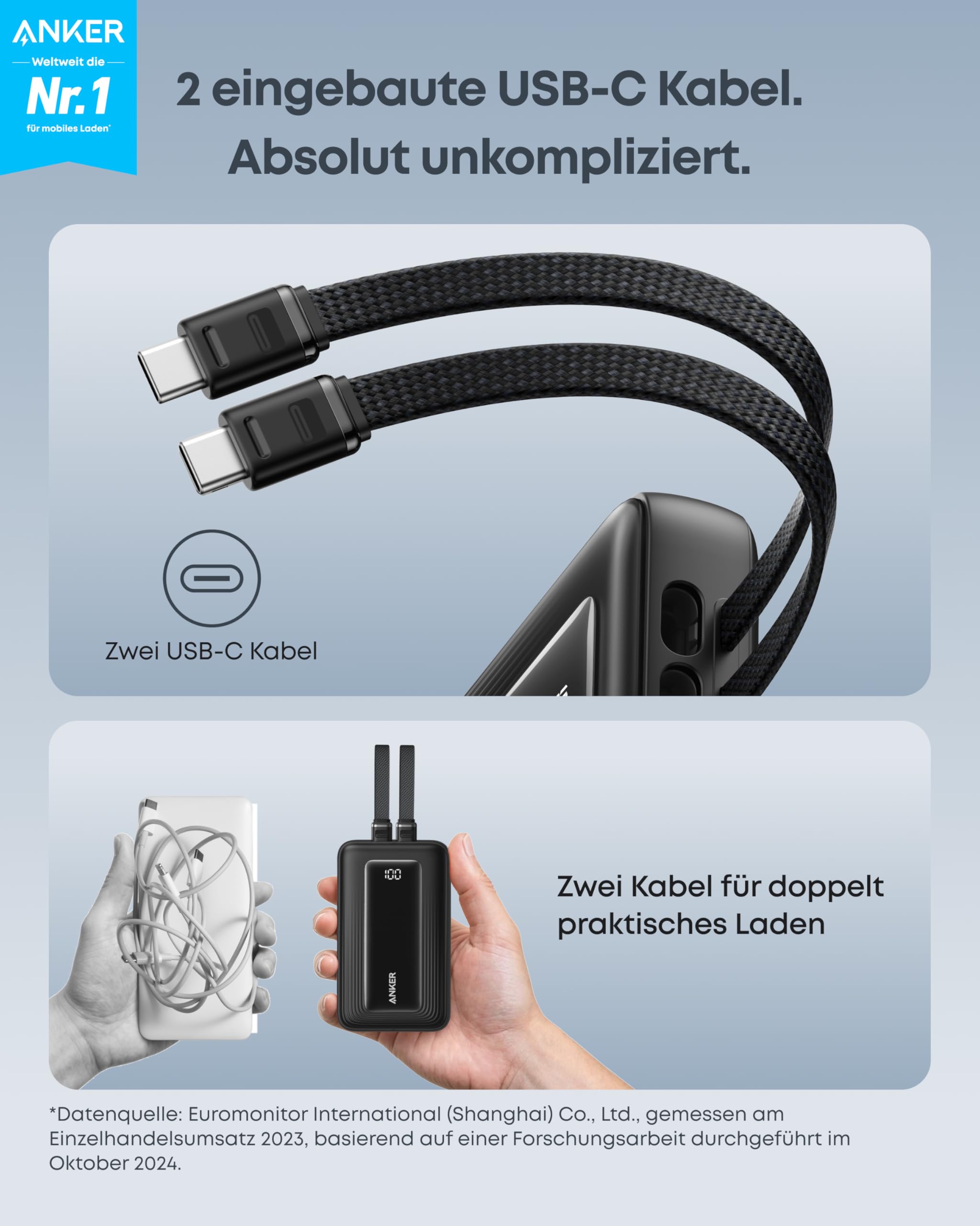 anker-zolo-powerbank-20000mah-45w-mit-2x-integriertem-usb-c-kabel image 2
