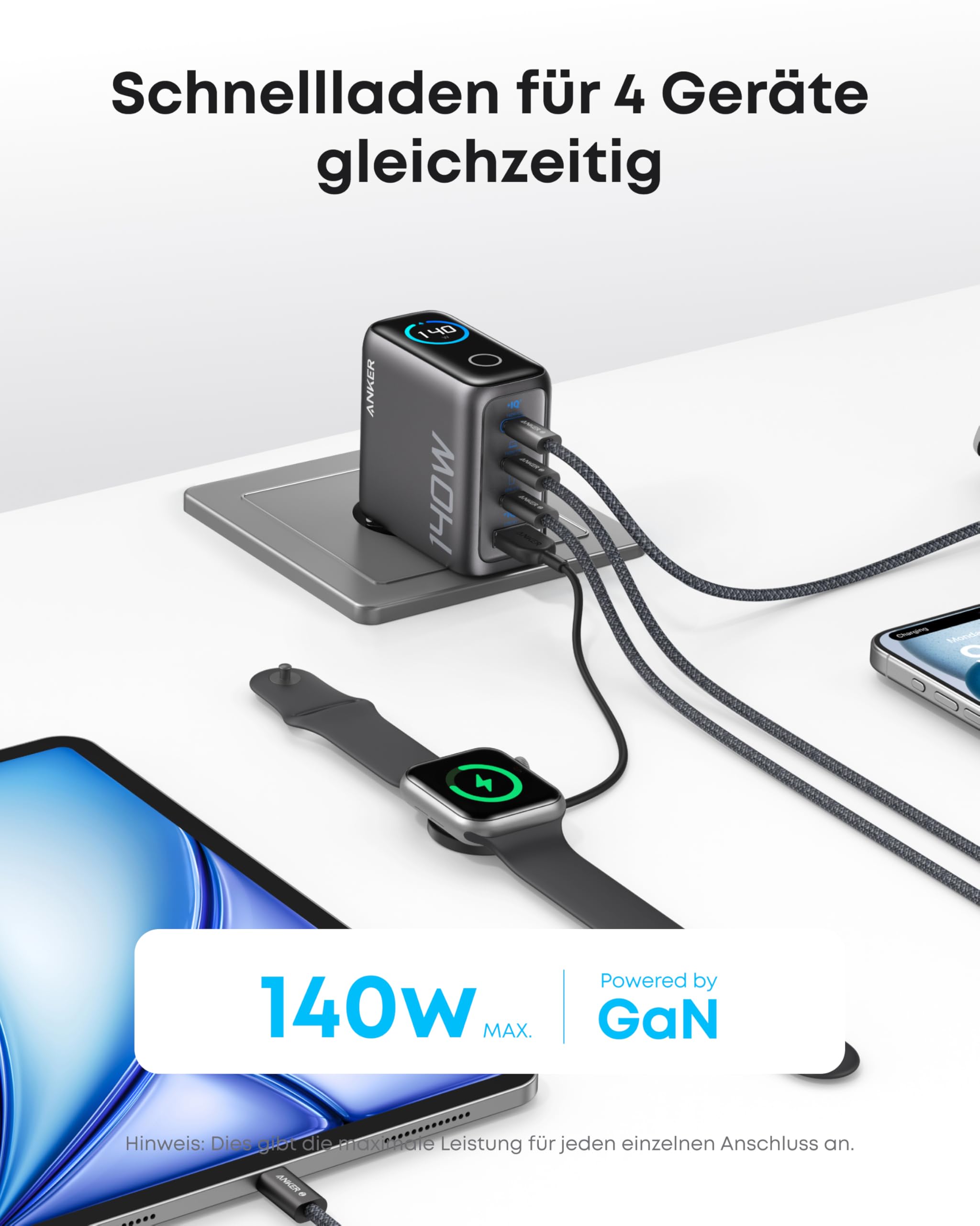 anker-140w-4-port-usb-c-gan-ladeger-t-mit-display-touch-control image 2