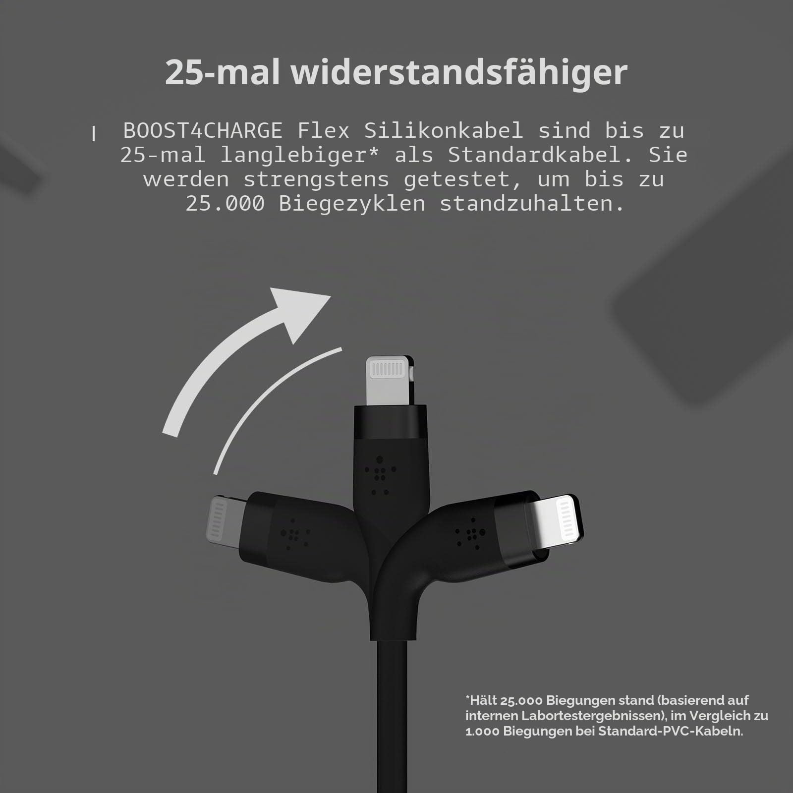 belkin-boostcharge-flex-silikon-usb-c-auf-lightning-kabel-3-m-20w-mfi-schwarz image 3