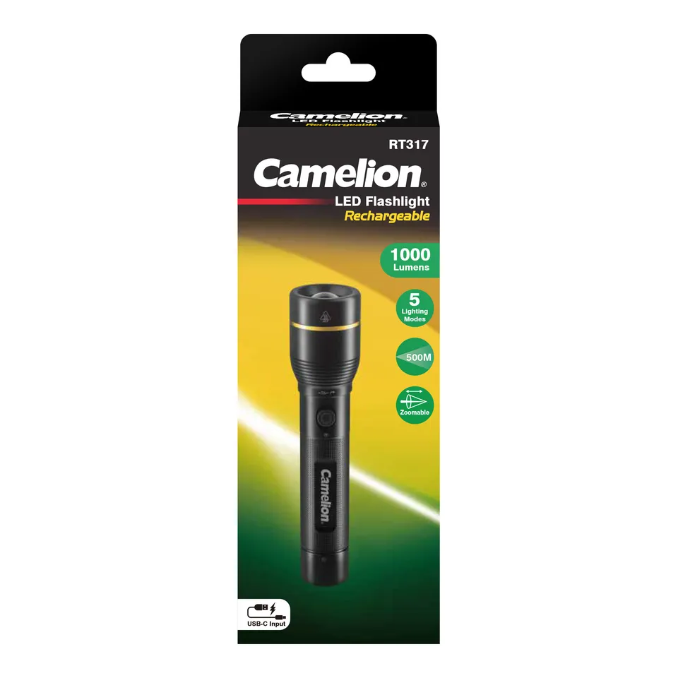 camelion-rt317-cbh-led-taschenlampe-1000lm-schwarz image 1