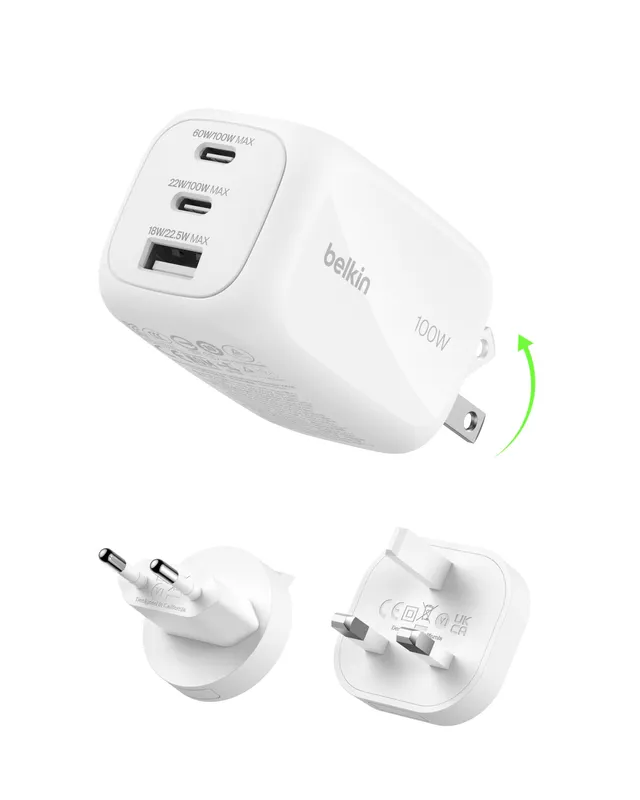 belkin-100w-gan-usb-c-ladeger-t-3-port-mit-reisestecker-wei image 1