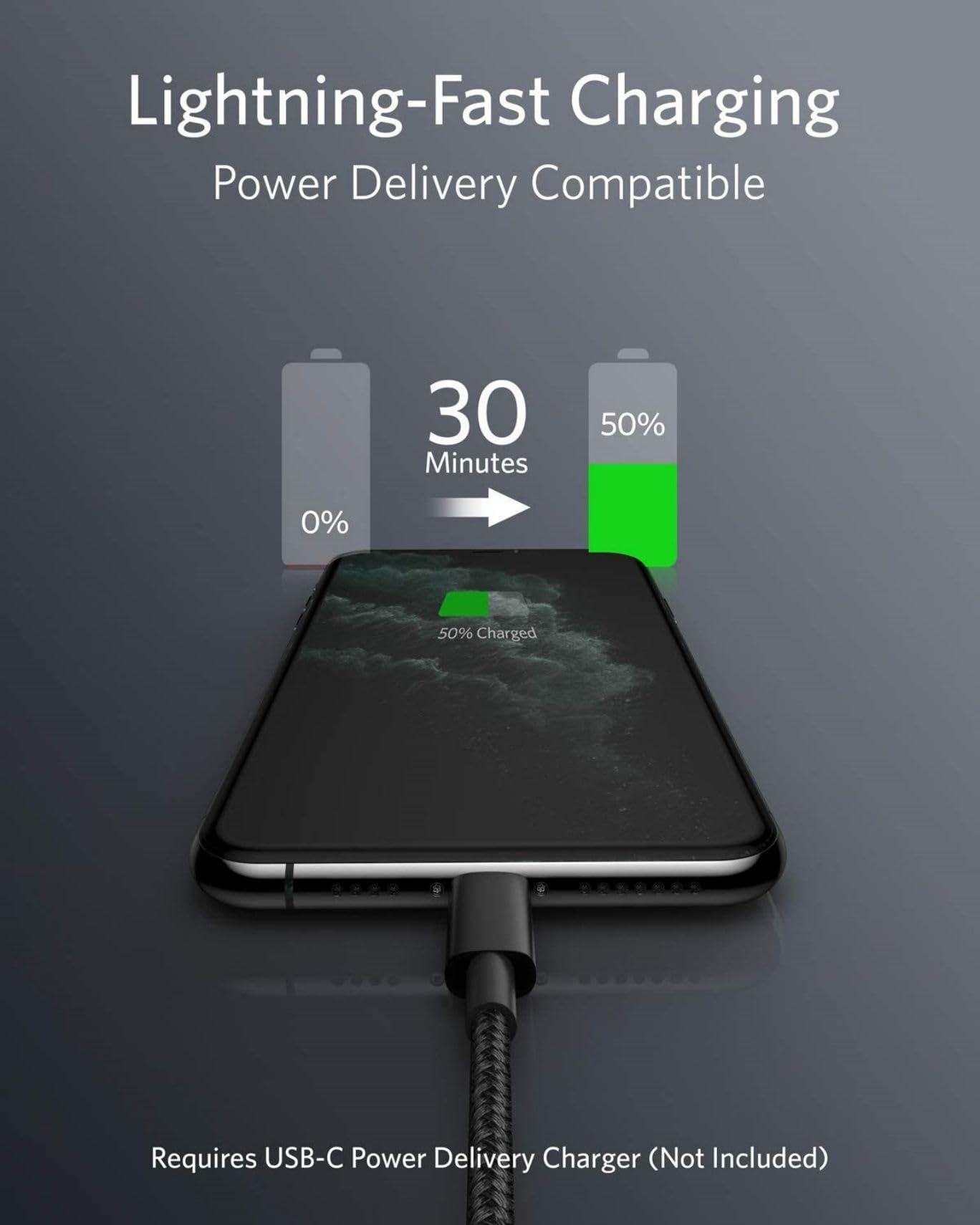 anker-331-usb-c-auf-lightning-kabel-100cm-nylon-schwarz image 2