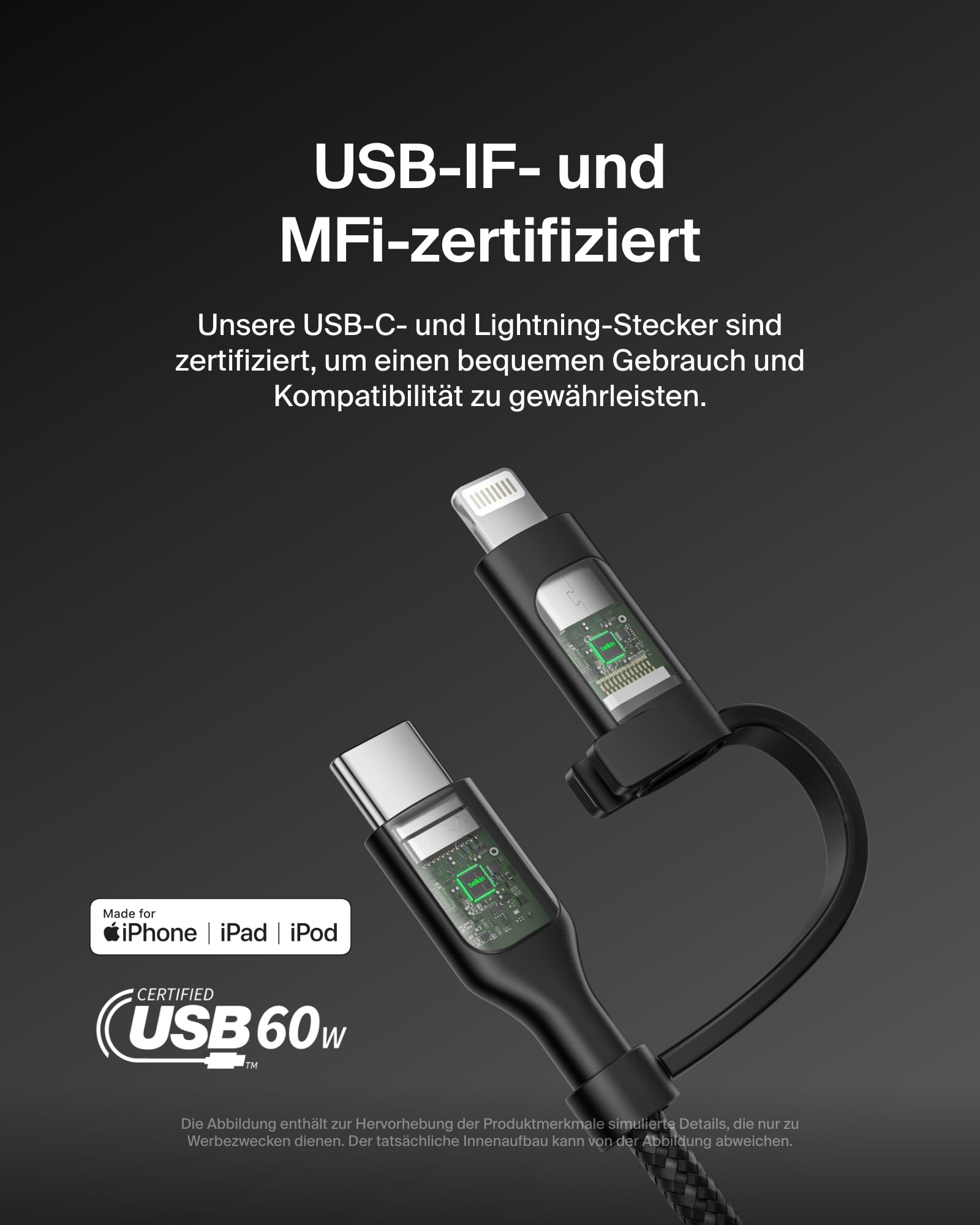 belkin-boostcharge-pro-2-in-1-usb-c-lightning-kabel-60w image 3