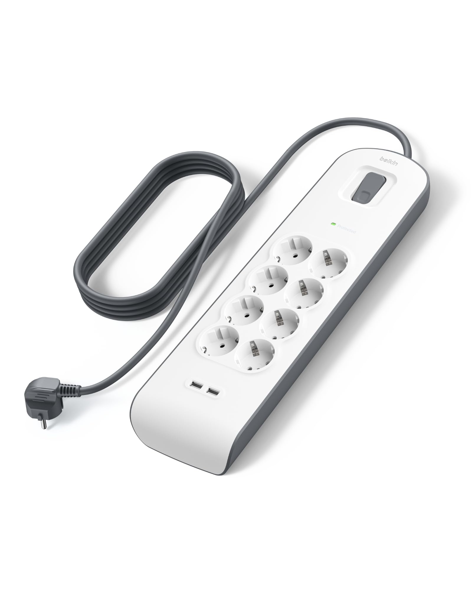 belkin-8-fach-steckdosenleiste-mit-berspannungsschutz-und-2x-usb-a-2-4a-2-m image 1