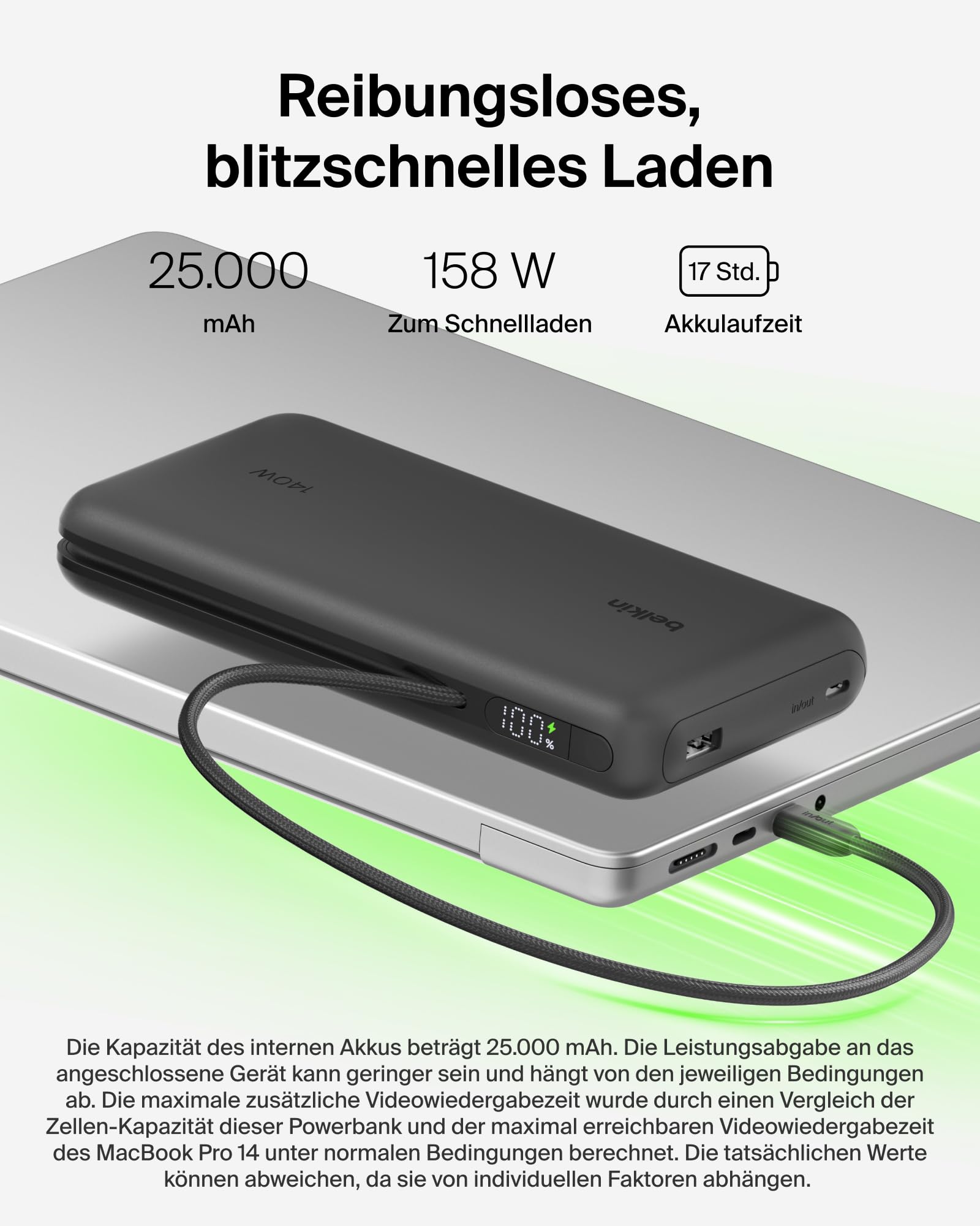 belkin-ultracharge-pro-power-bank-25000mah-158w-usb-c-laptop-schwarz image 2