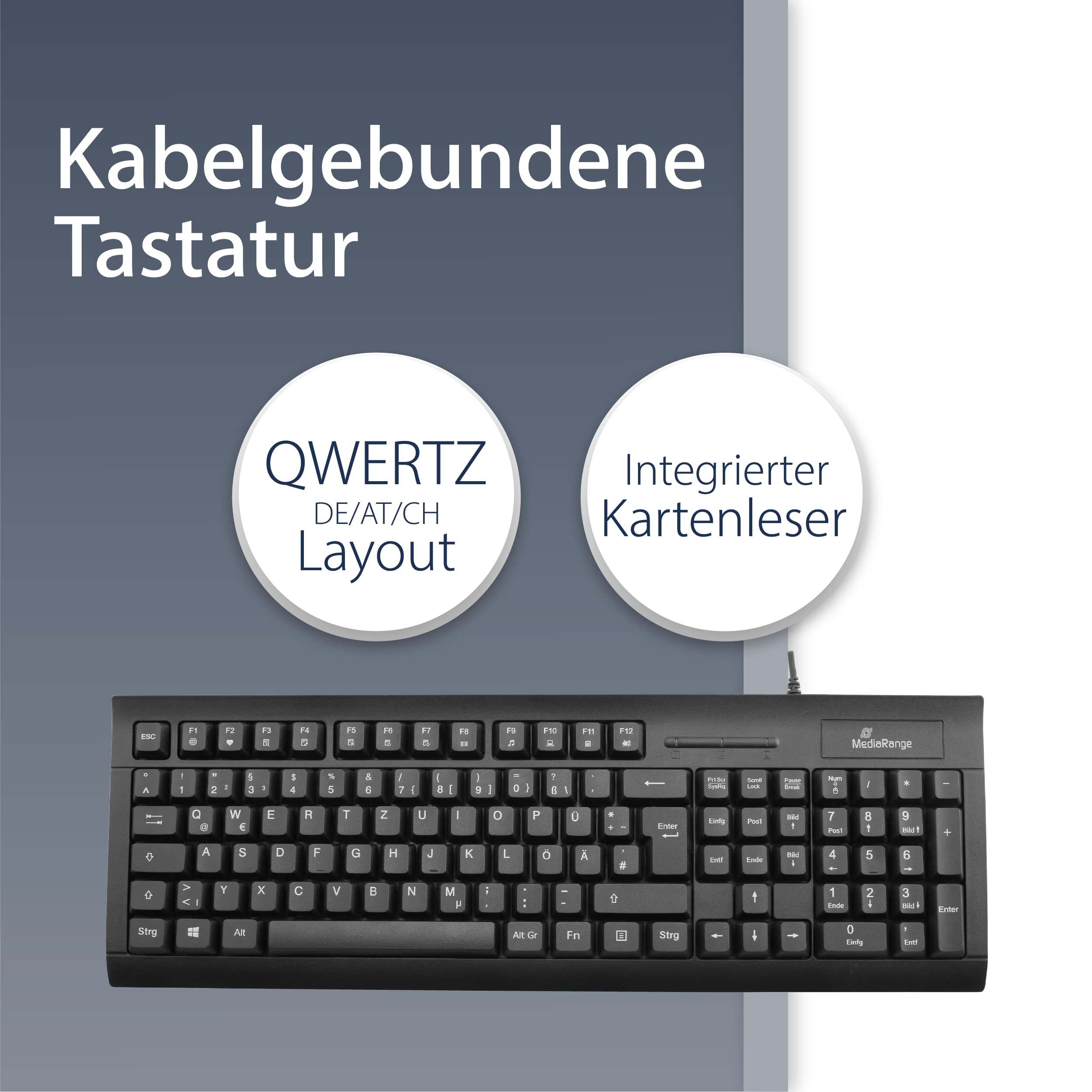mediarange-kabel-tastatur-qwertz-mit-chip-kartenleser-schwarz image 2