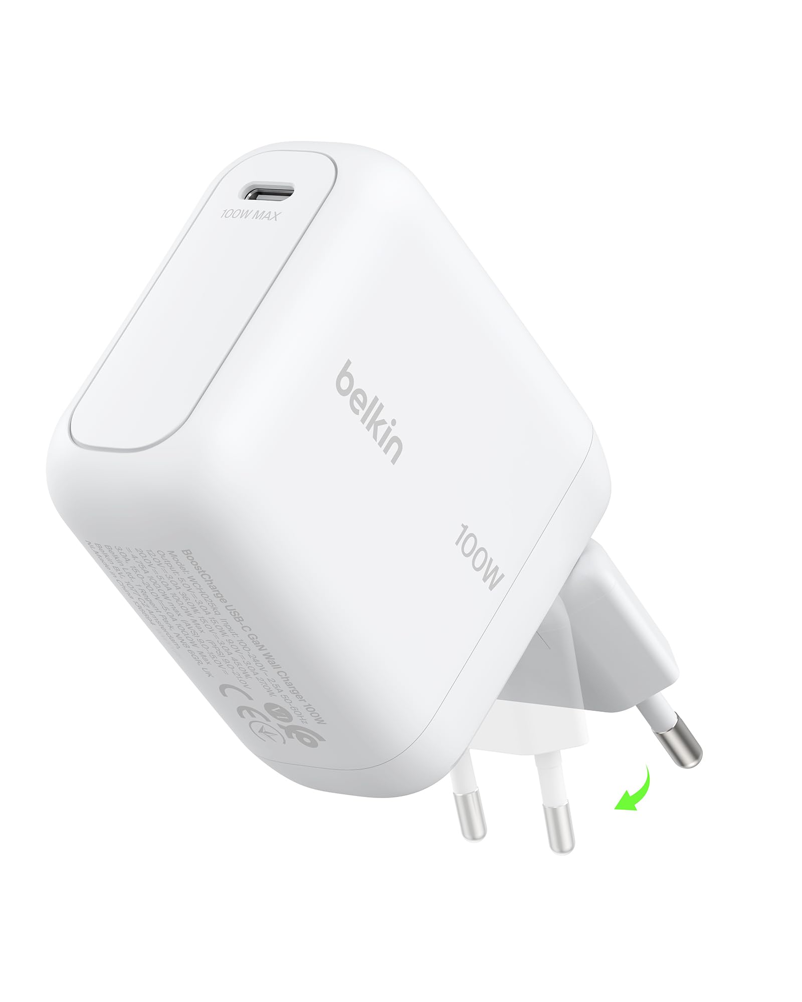 belkin-boostcharge-usb-c-gan-ladeger-t-100w-mit-klappstecker-wei image 1