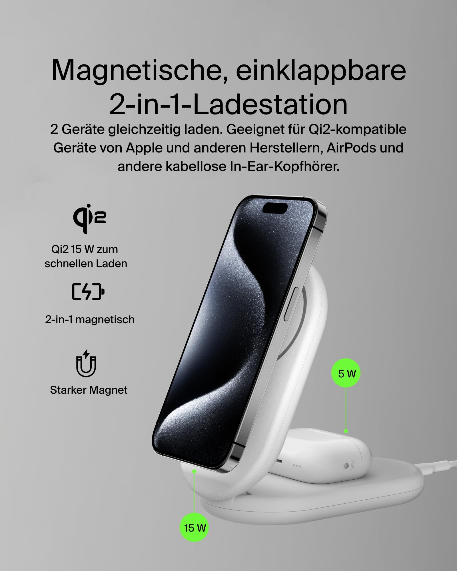 belkin-boostcharge-2-in-1-magnetisches-einklappbares-ladeger-t-qi2-15w-mit-netzt image 2