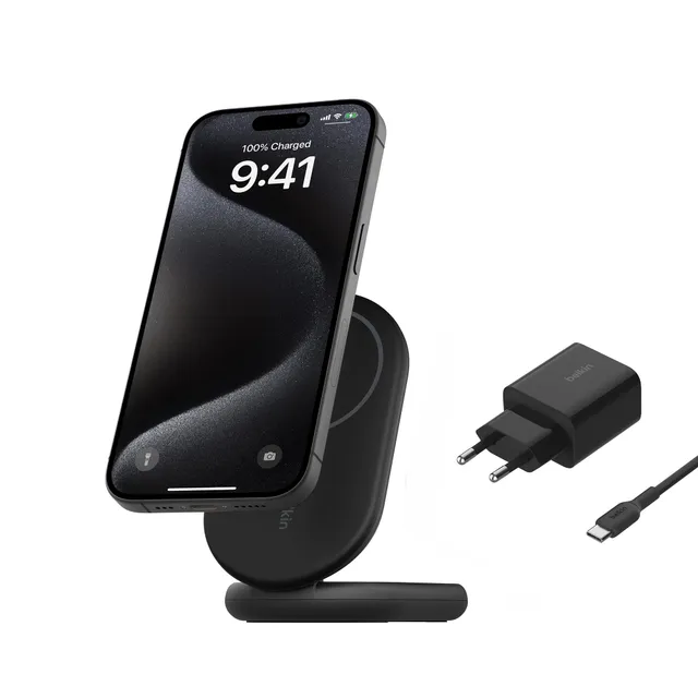 belkin-boostcharge-magnetisches-kabelloses-ladeger-t-qi2-15w-mit-st-nder-schwarz image 1