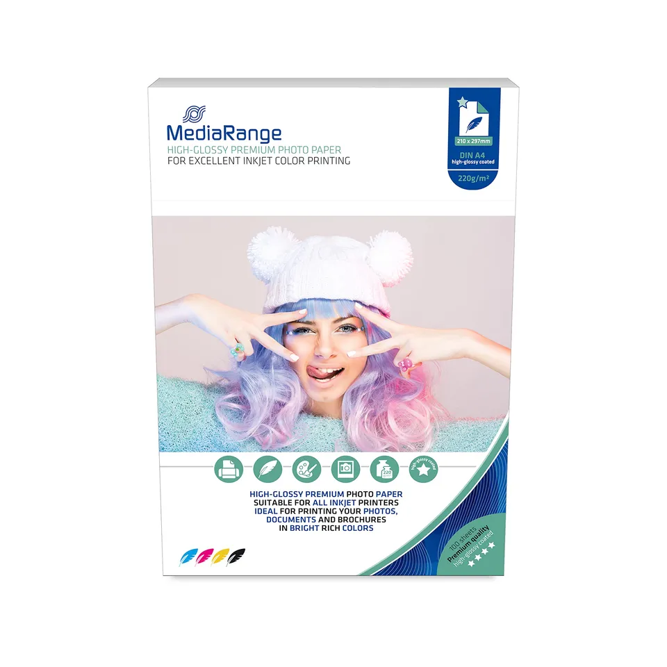 mediarange-hochglanz-fotopapier-a4-220g-m-100-blatt-inkjet image 1