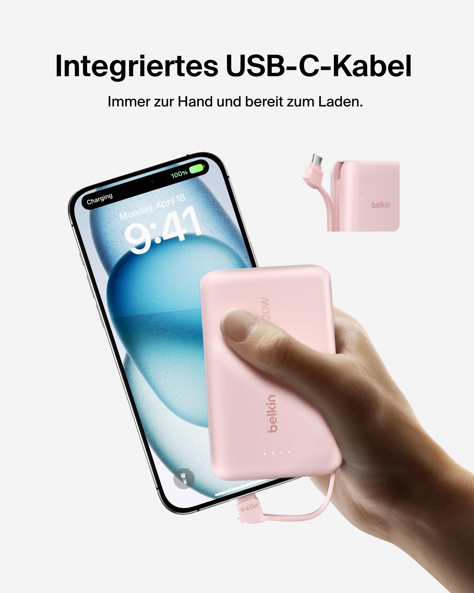 belkin-boostcharge-powerbank-10000mah-mit-usb-c-kabel-rosa-20w image 5