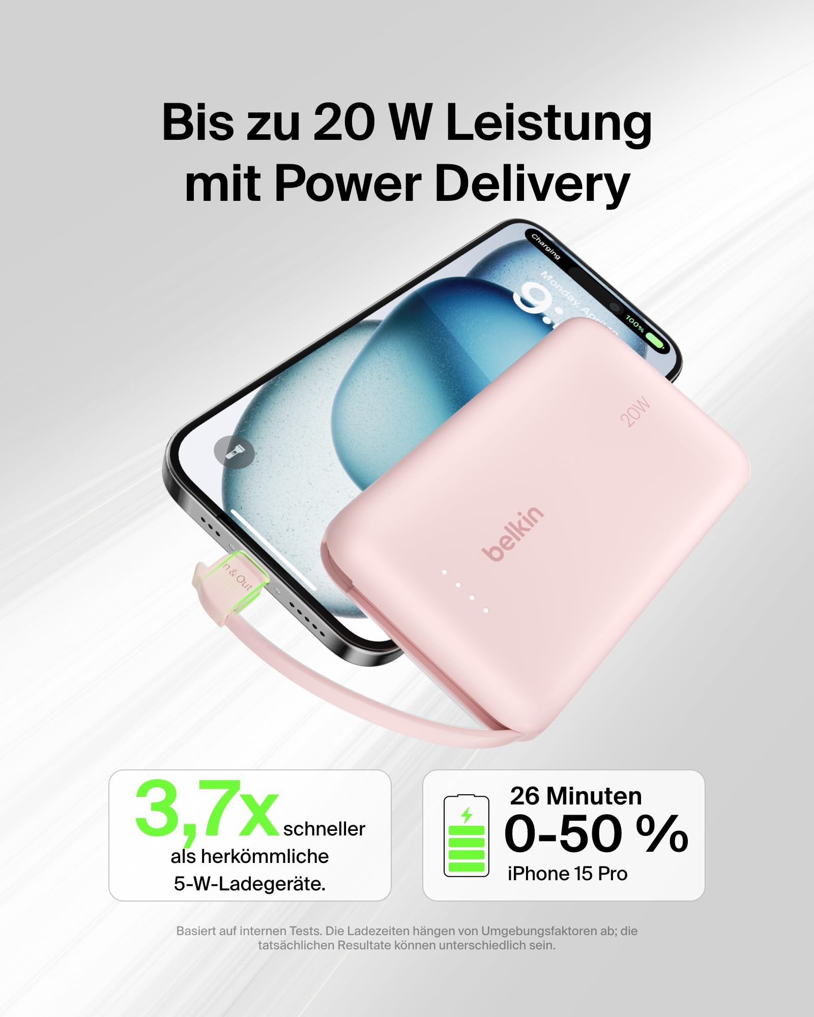 belkin-boostcharge-powerbank-10000mah-mit-usb-c-kabel-rosa-20w image 2