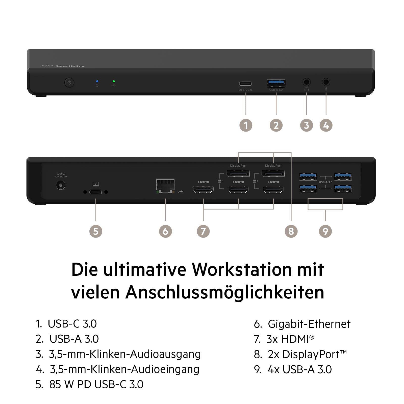 belkin-displaylink-docking-station-3x-4k-3x-hdmi-2x-displayport-85w-pd image 2
