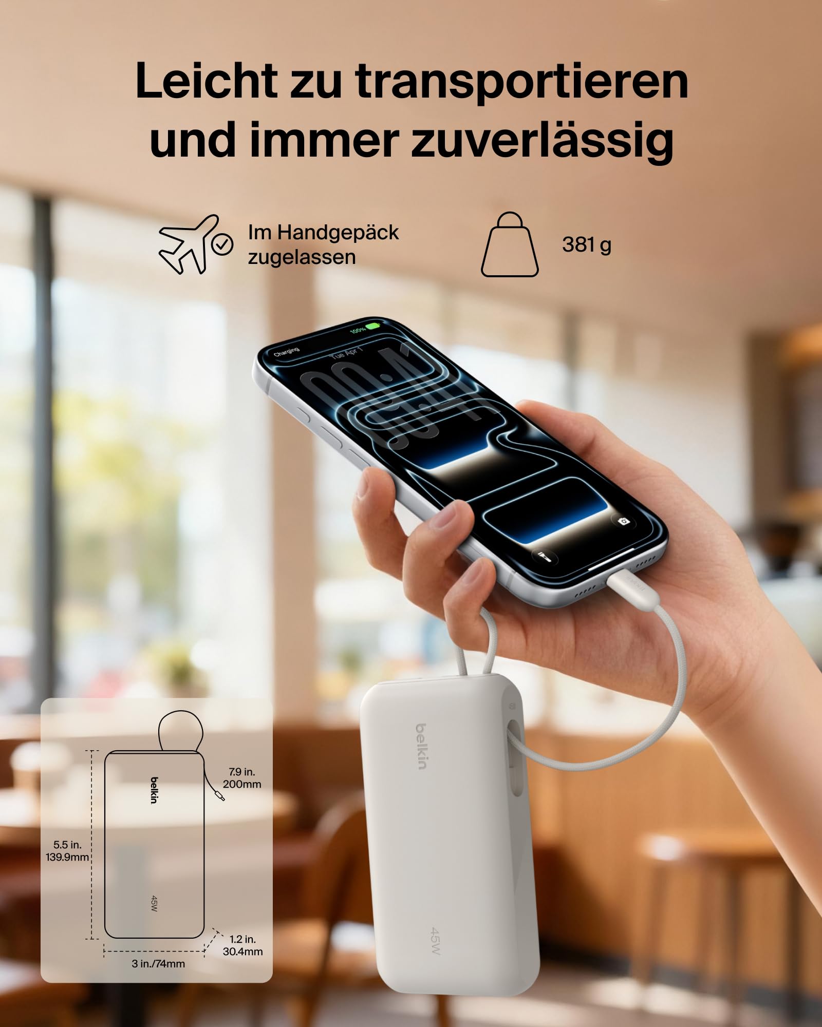 belkin-ultracharge-20000-mah-powerbank-45w-beige-mit-usb-c-kabel-display image 8