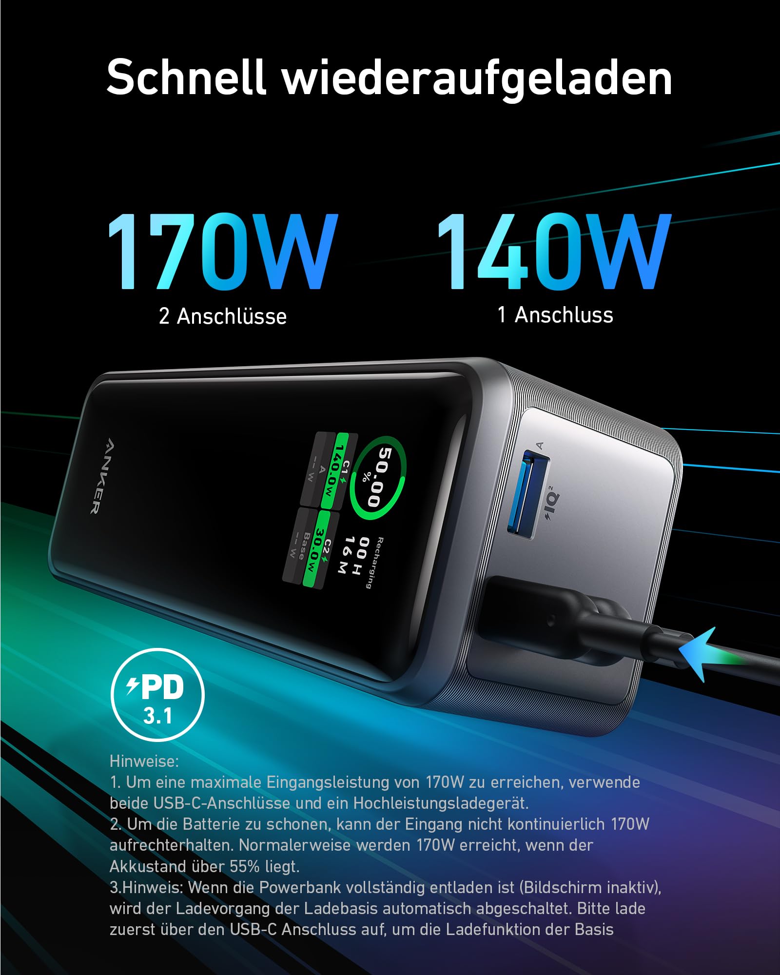 anker-prime-power-bank-27-650mah-250w-3-port-mit-app image 3