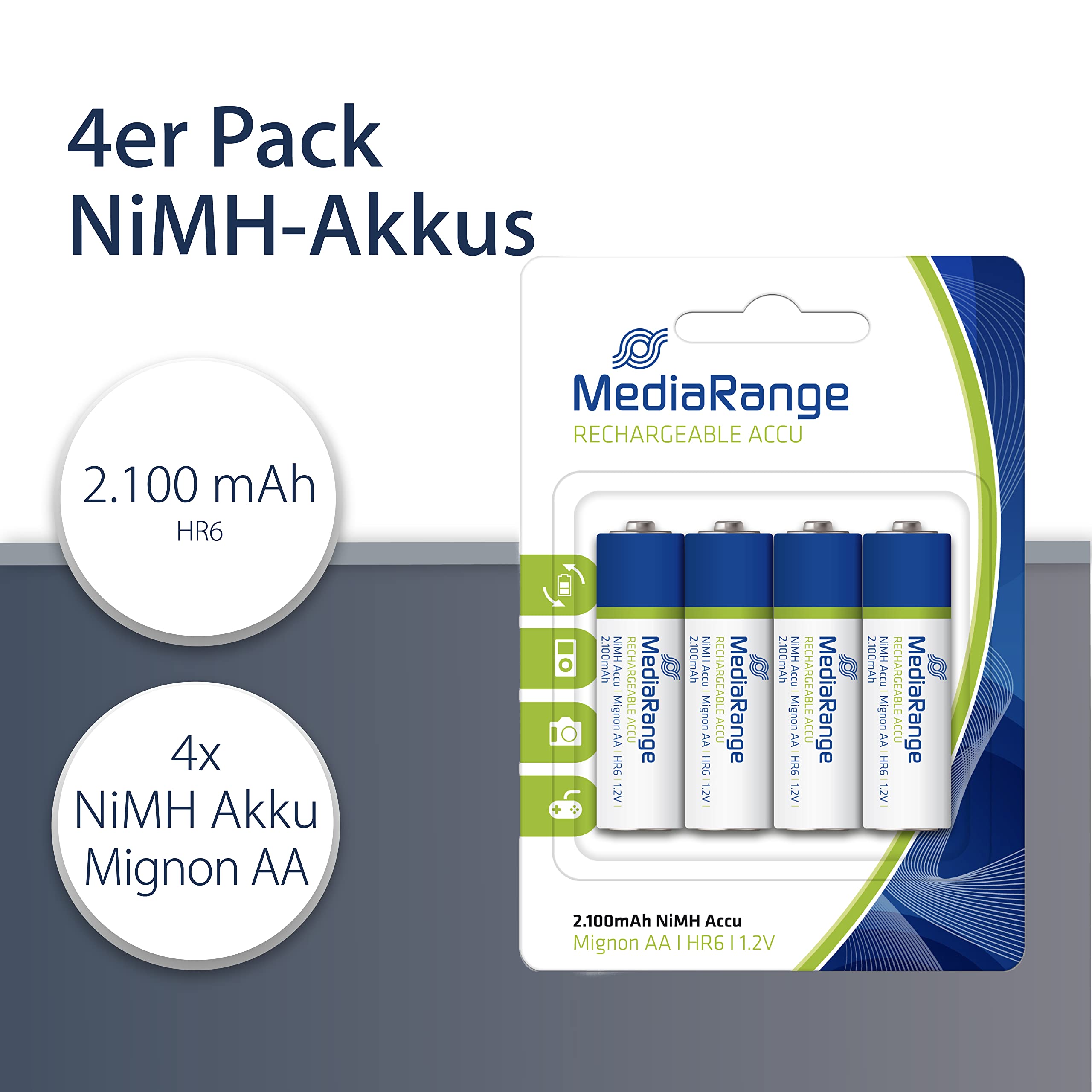 mediarange-nimh-akkus-mignon-aa-hr6-1-2v-2100mah-4er-pack image 2