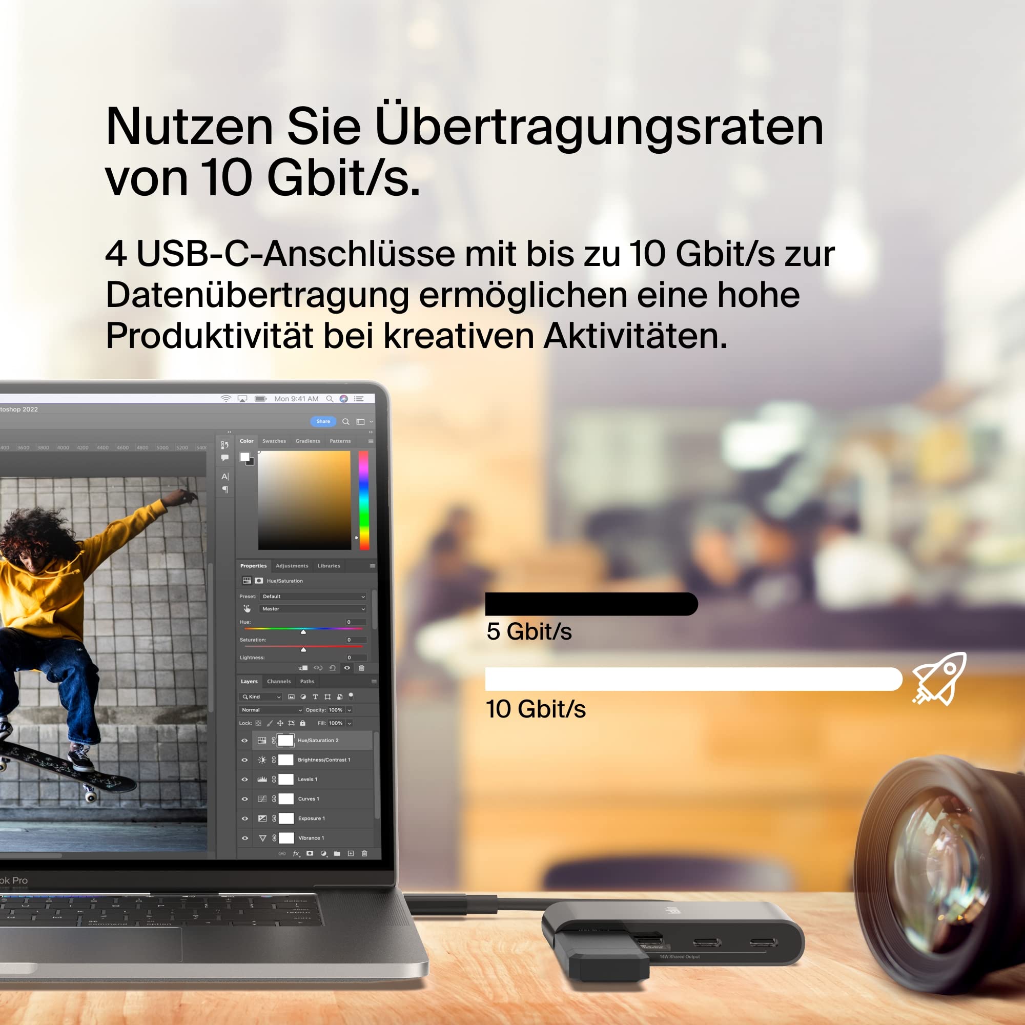 belkin-connect-usb-c-auf-4-port-usb-c-hub-10-gbit-s-100w-pd-schwarz image 3
