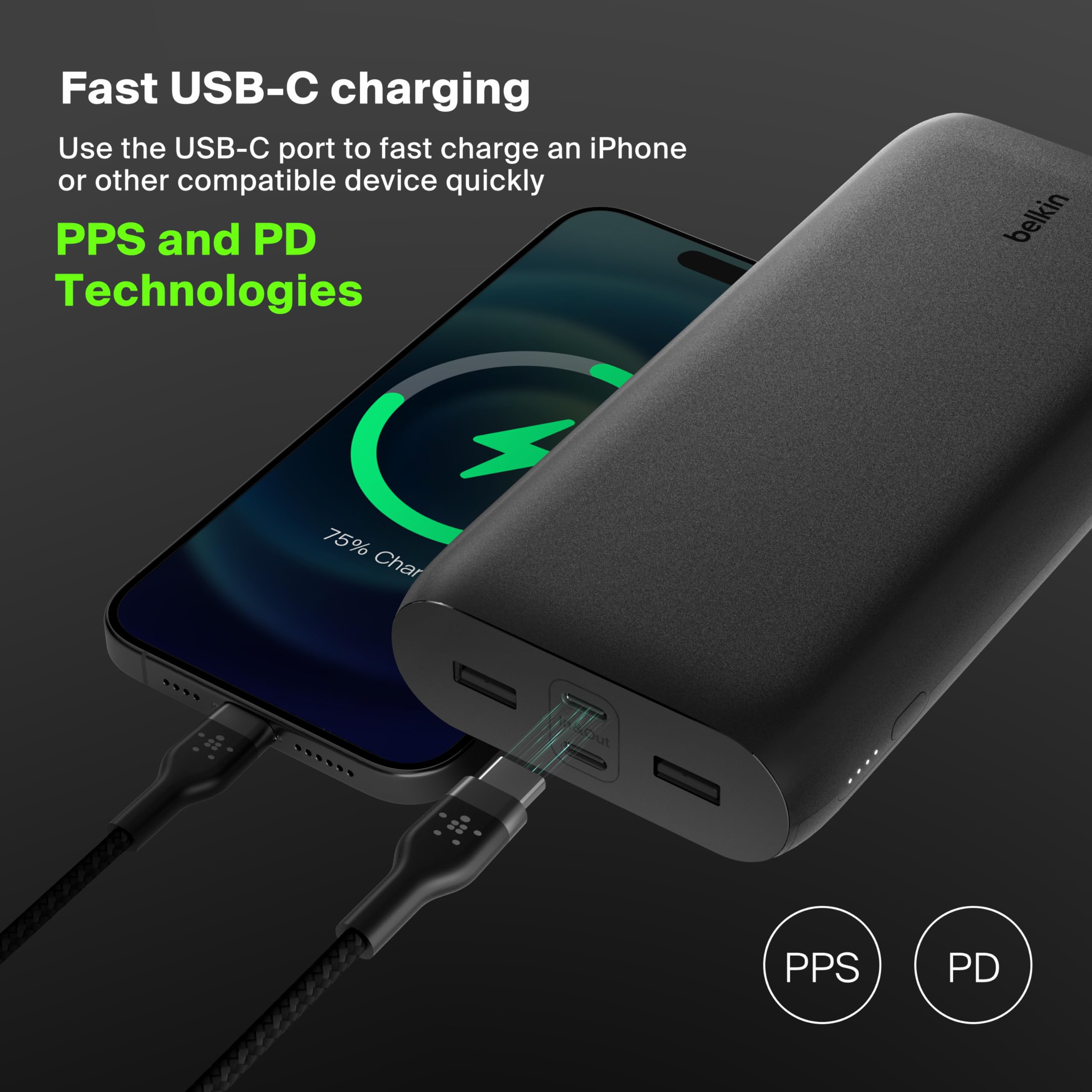 belkin-boostcharge-power-bank-26000mah-32w-4-port-2x-usb-c-2x-usb-a-schwarz image 3