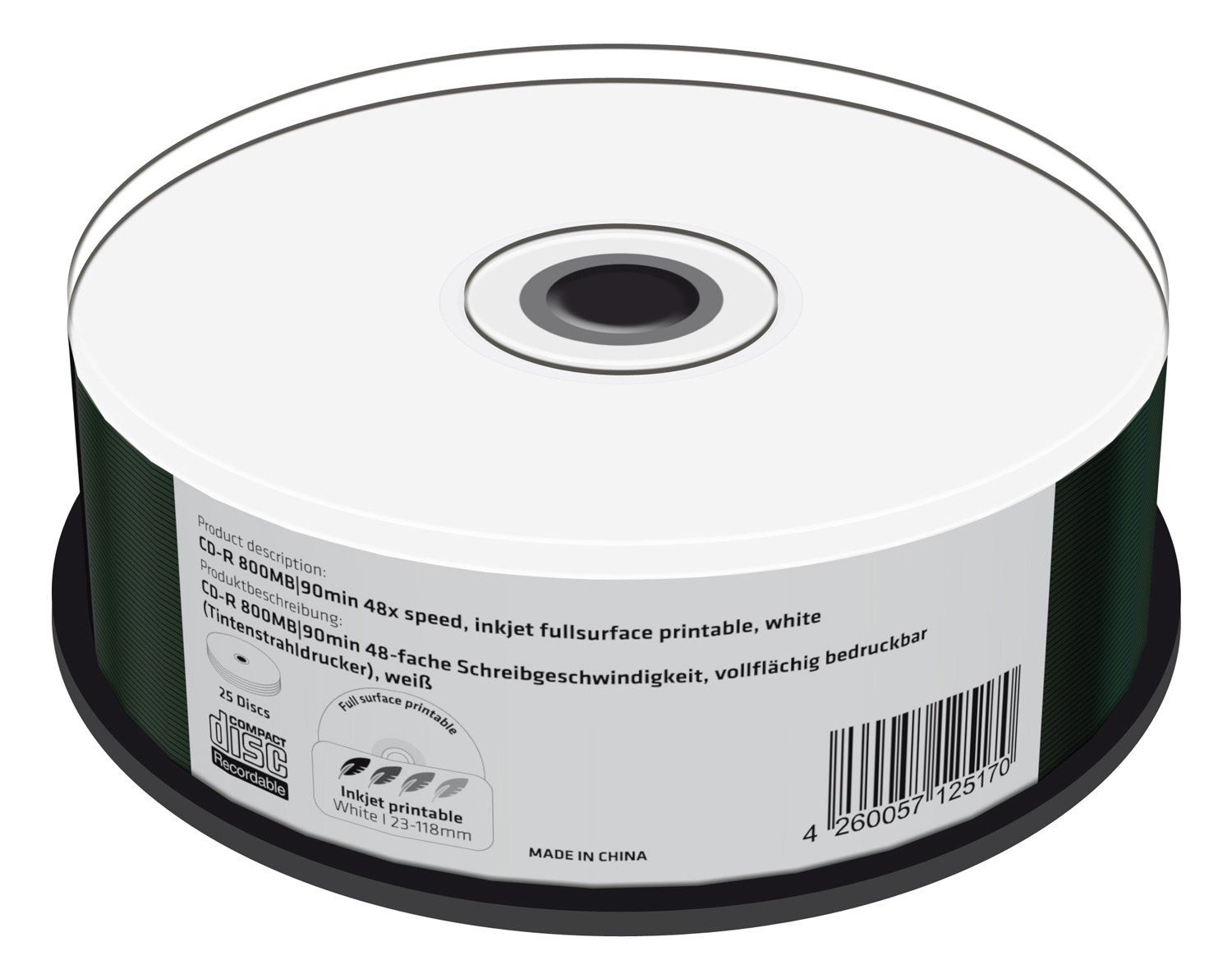 mediarange-cd-r-800mb-90min-48x-bedruckbar-25er-cakebox image 1
