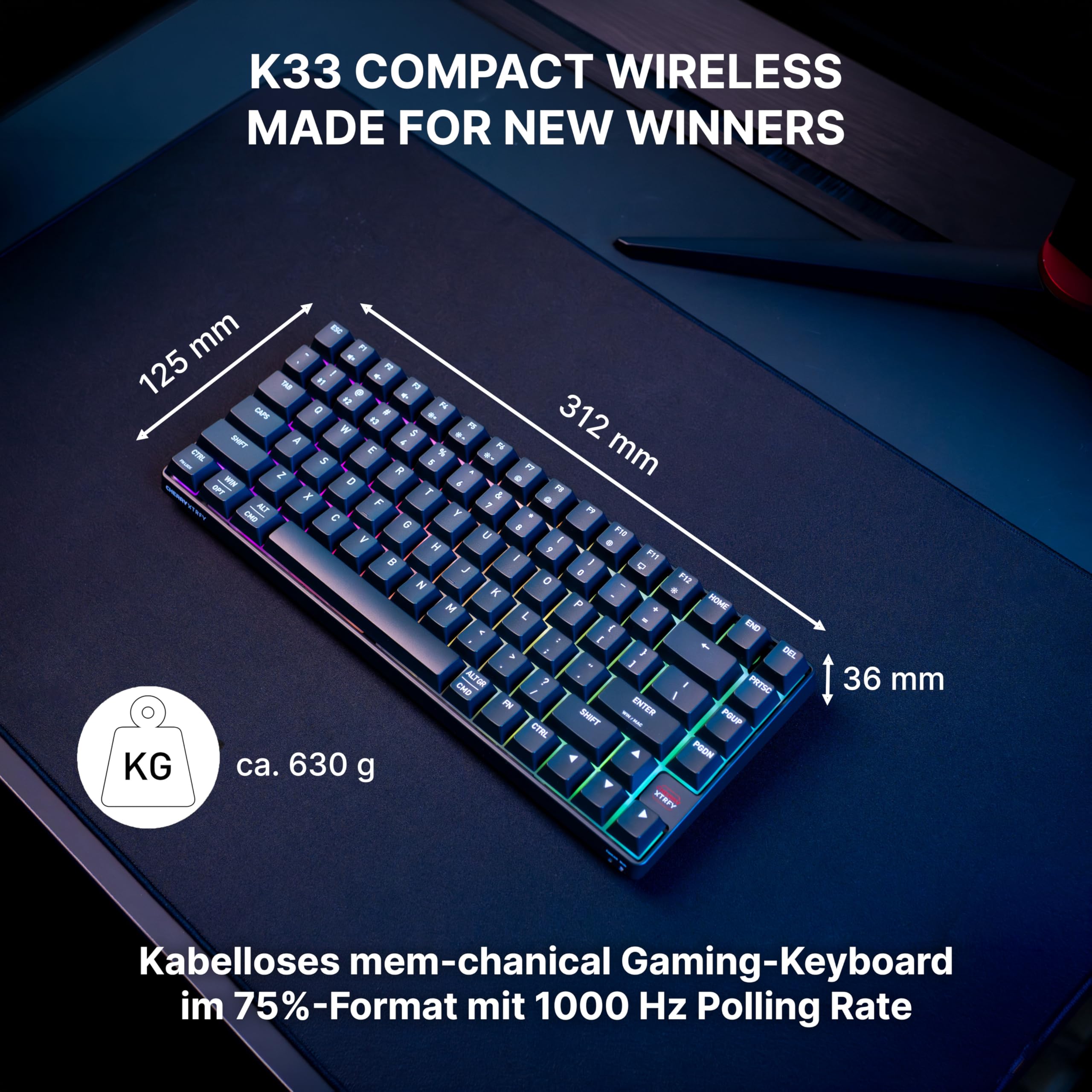 cherry-k33-compact-wireless-gaming-tastatur-qwertz-schwarz-75 image 2
