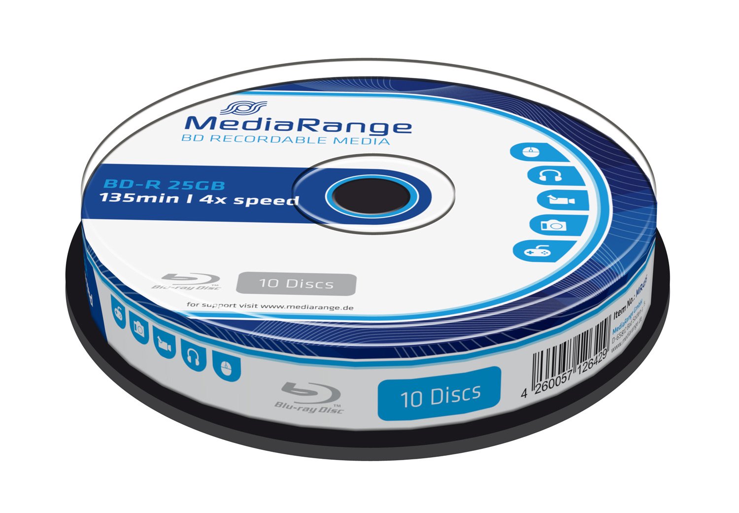 mediarange-bd-r-25-gb-4x-inkjet-bedruckbar-10er-cakebox image 4