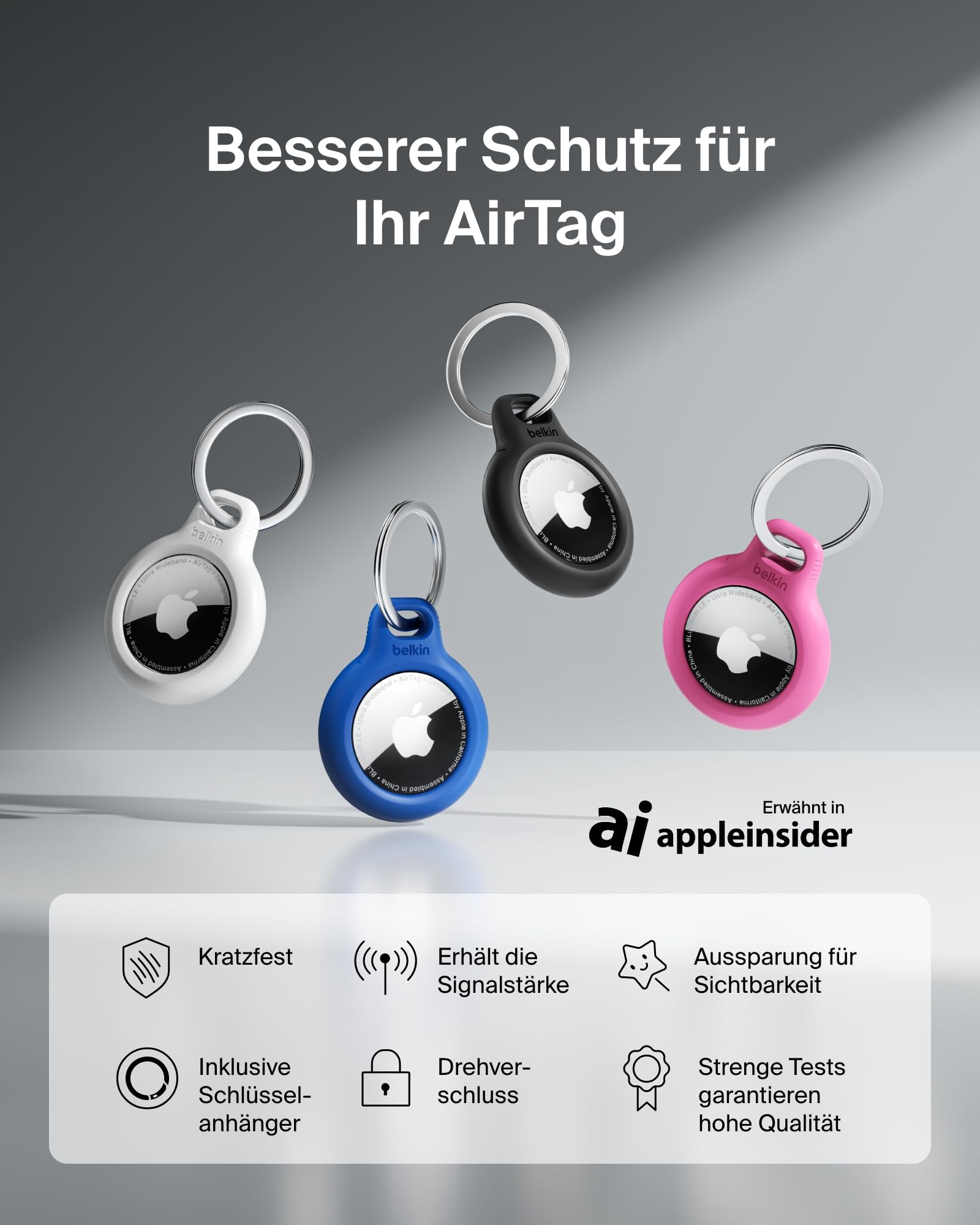 belkin-airtag-h-lle-mit-schl-sselanh-nger-secure-holder-schwarz-f-r-airtag-1-und image 2
