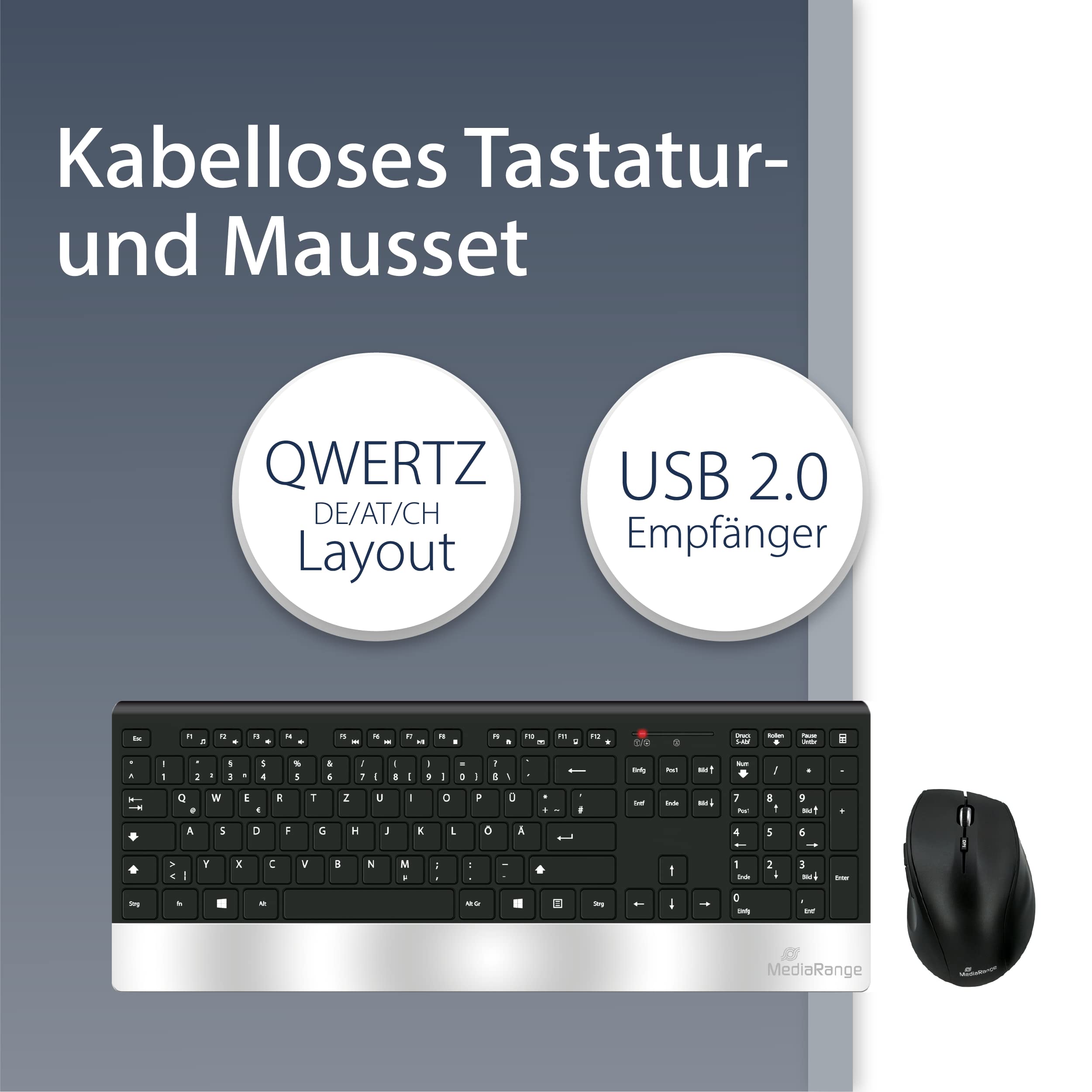 mediarange-highline-funk-tastatur-und-maus-set-qwertz-schwarz-silber image 2