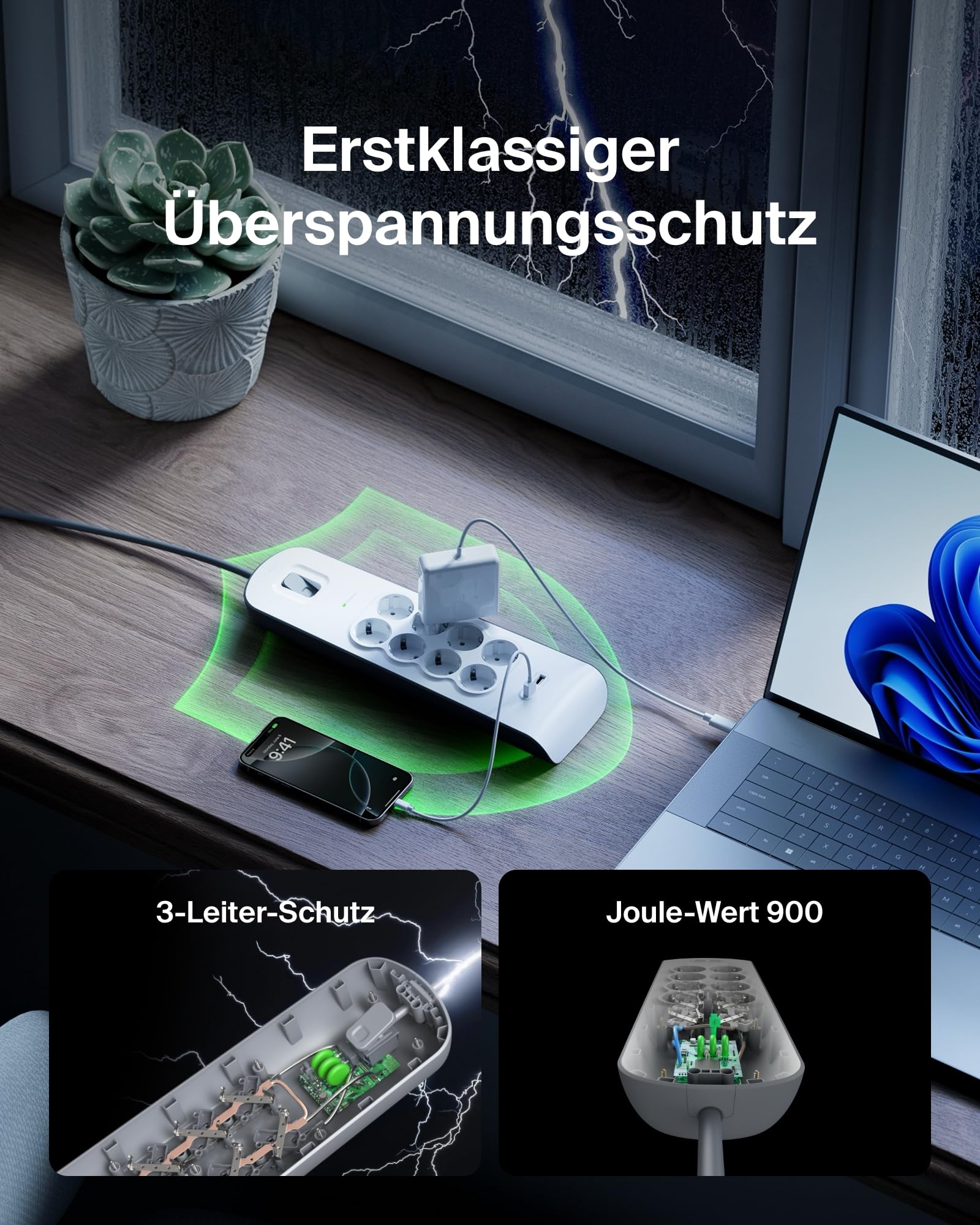 belkin-8-fach-steckdosenleiste-mit-berspannungsschutz-und-2x-usb-a-2-4a-2-m image 3