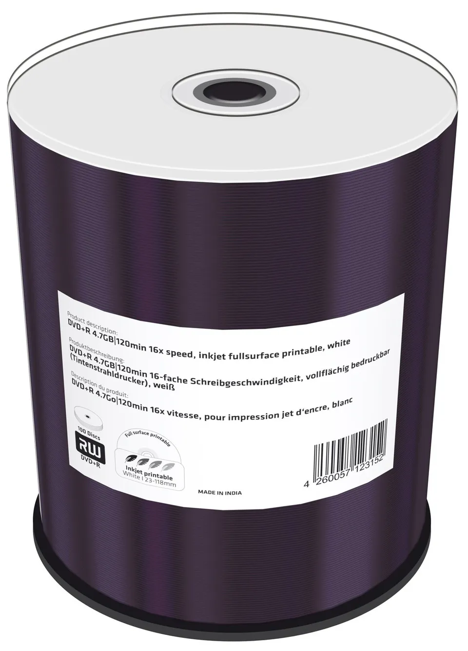 mediarange-mr414-dvd-r-4-7gb-16x-bedruckbar-100-st-ck-cakebox image 1