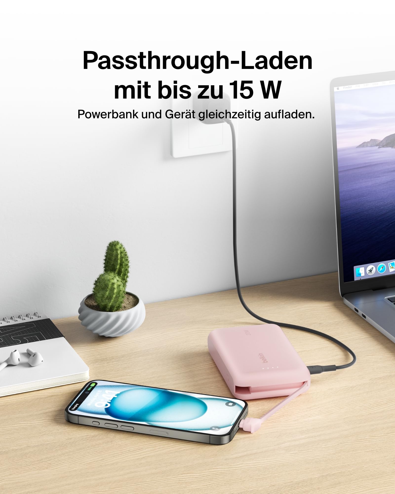 belkin-boostcharge-powerbank-10000mah-mit-usb-c-kabel-rosa-20w image 7