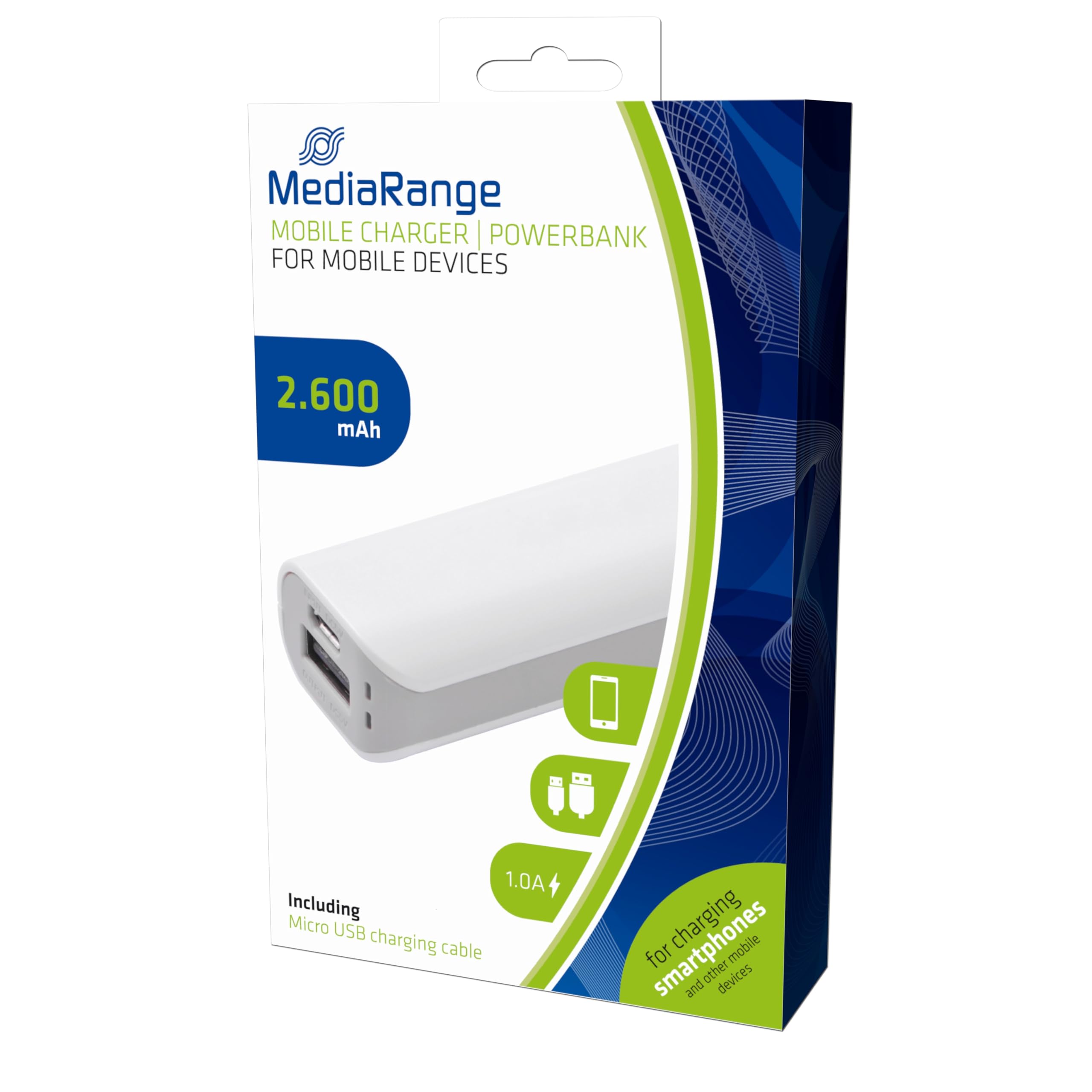 mediarange-powerbank-2-600mah-mobiles-ladeger-t-mit-usb-a-wei-grau image 2