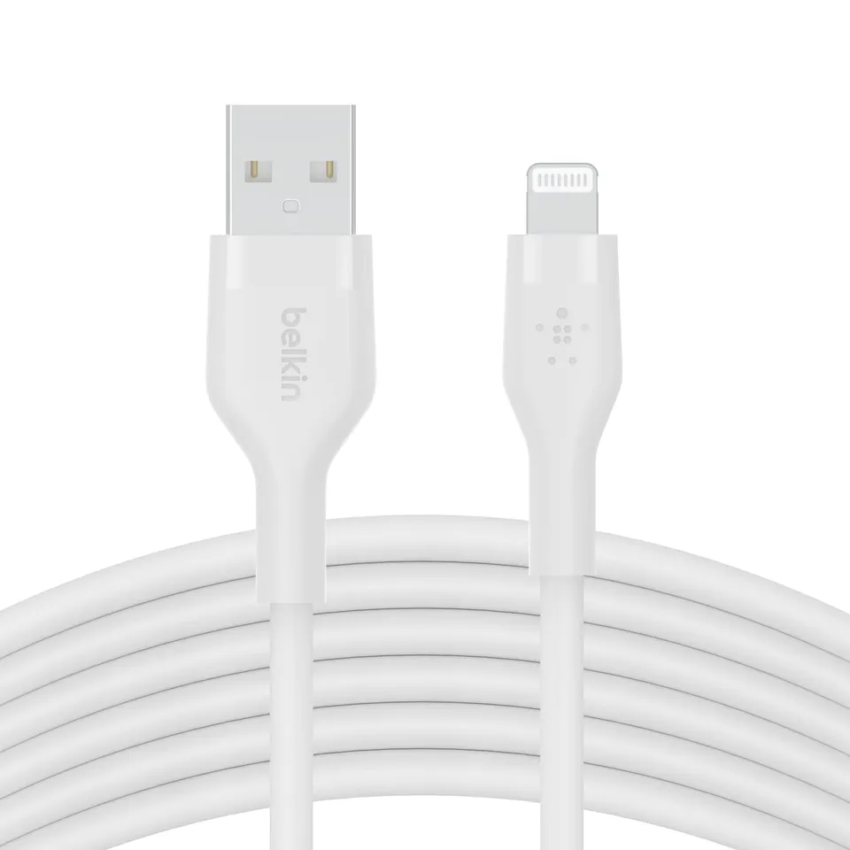 belkin-boostcharge-flex-silikon-usb-a-lightning-kabel-3m-wei image 1