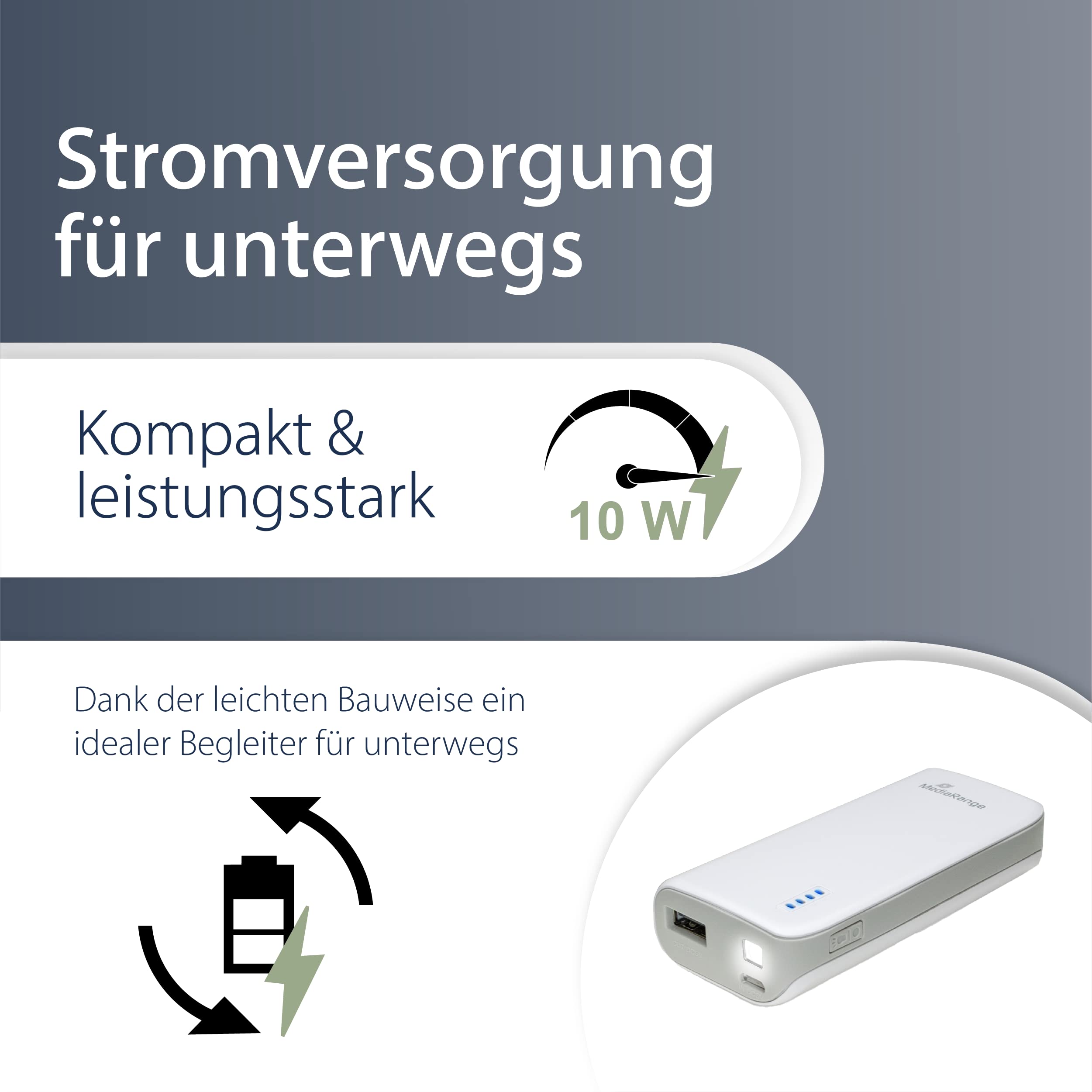 mediarange-powerbank-5-200-mah-mit-led-taschenlampe-usb-a-wei-grau image 3