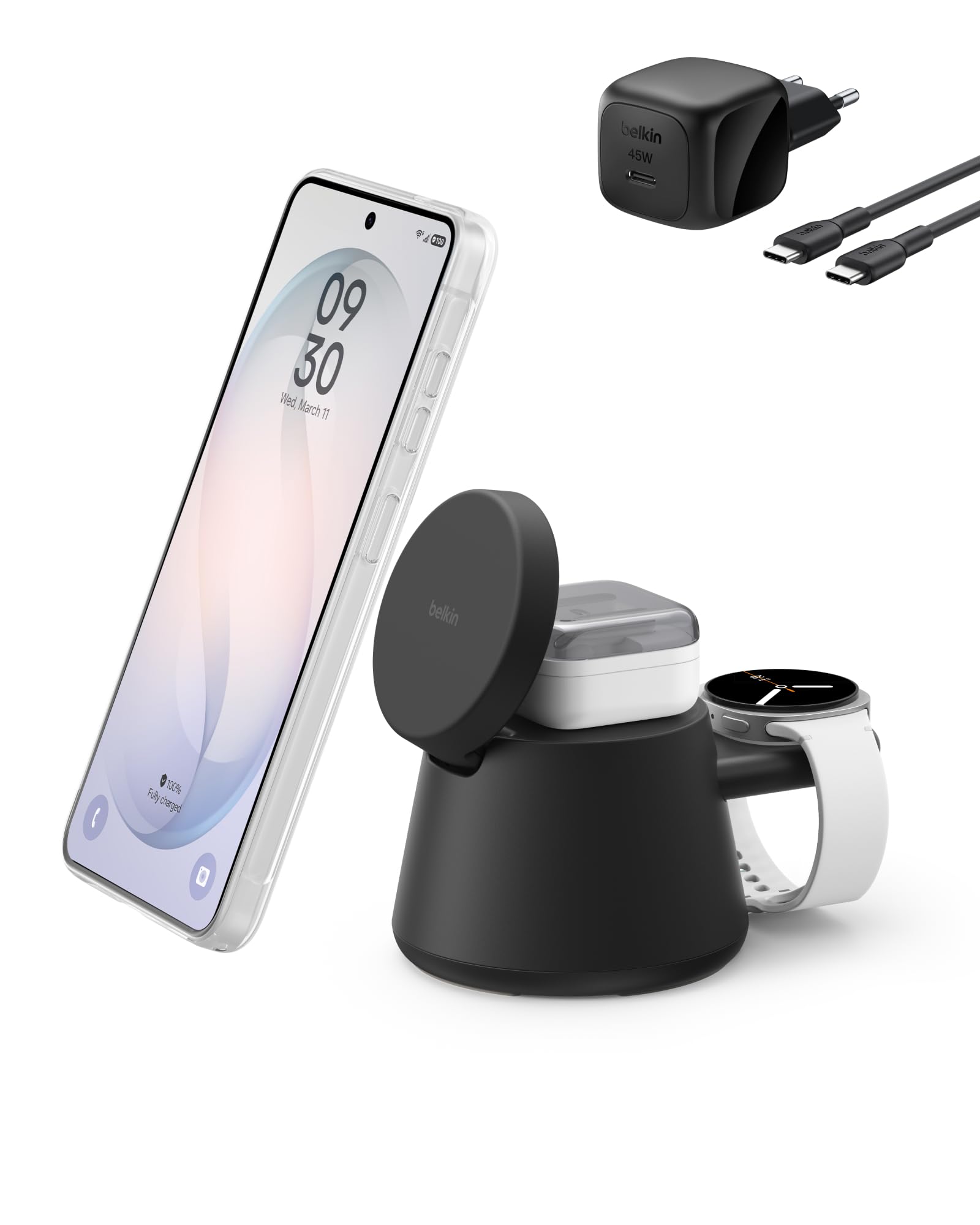belkin-ultracharge-3-in-1-qi2-ladestation-25w-schwarz-mit-45w-netzteil image 1