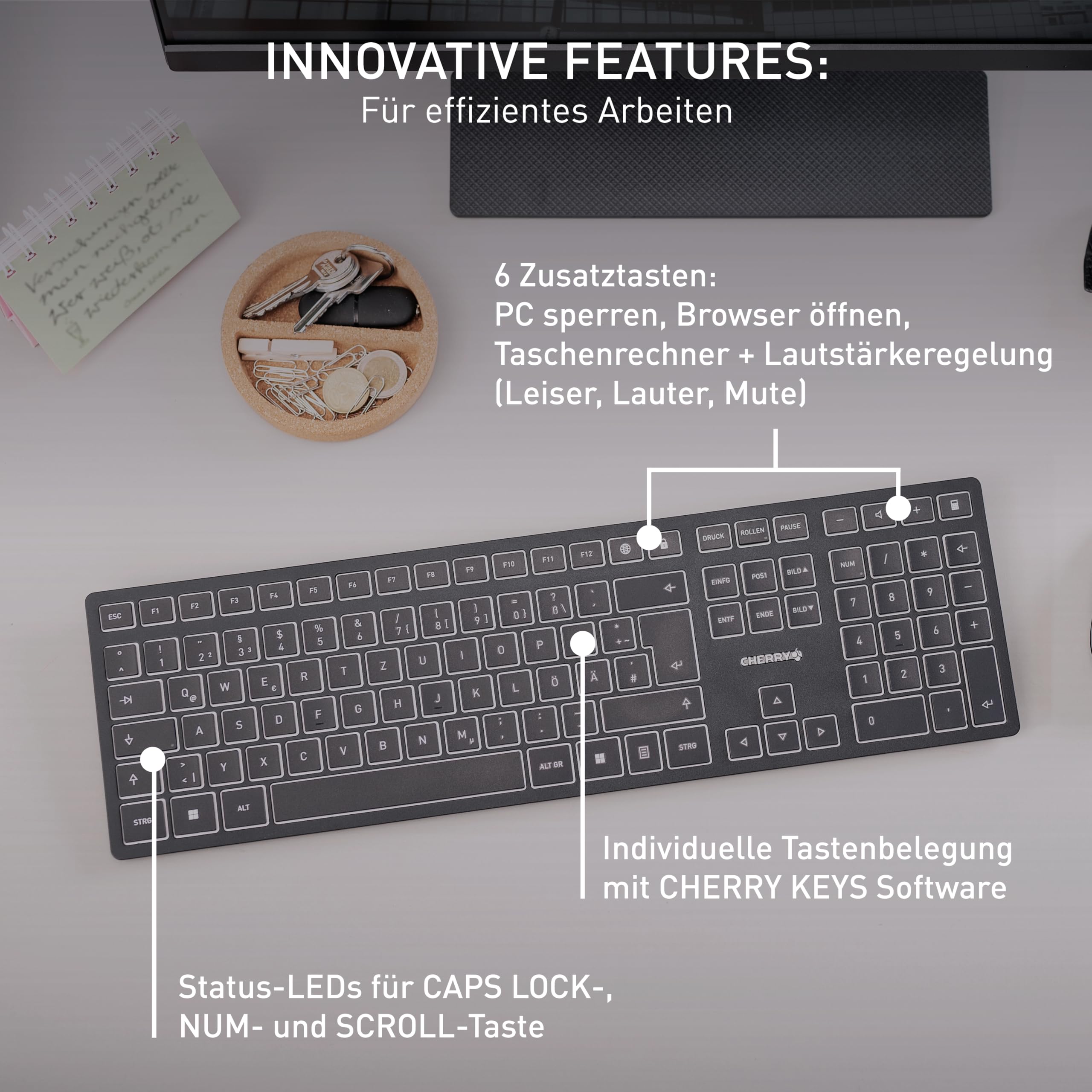 cherry-kw-9100-slim-funk-tastatur-qwertz-schwarz-grau image 7