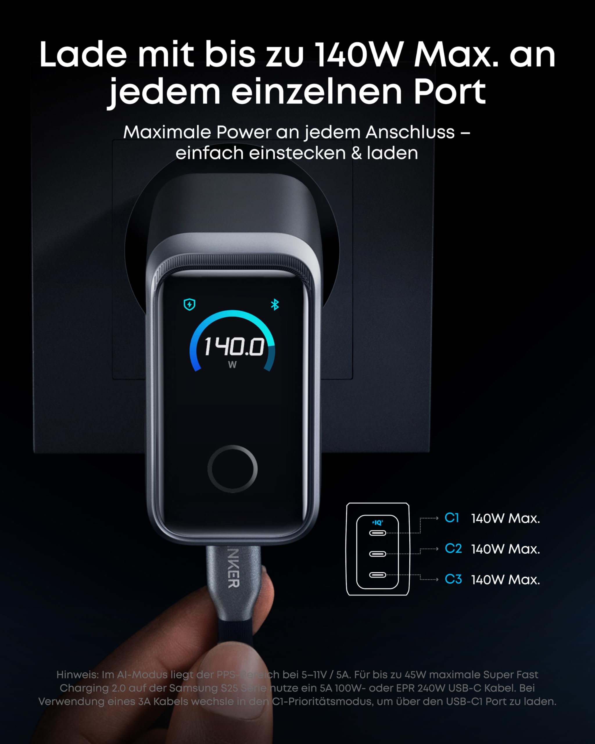 anker-prime-160w-gan-usb-c-ladeger-t-3-port-mit-smart-display image 4
