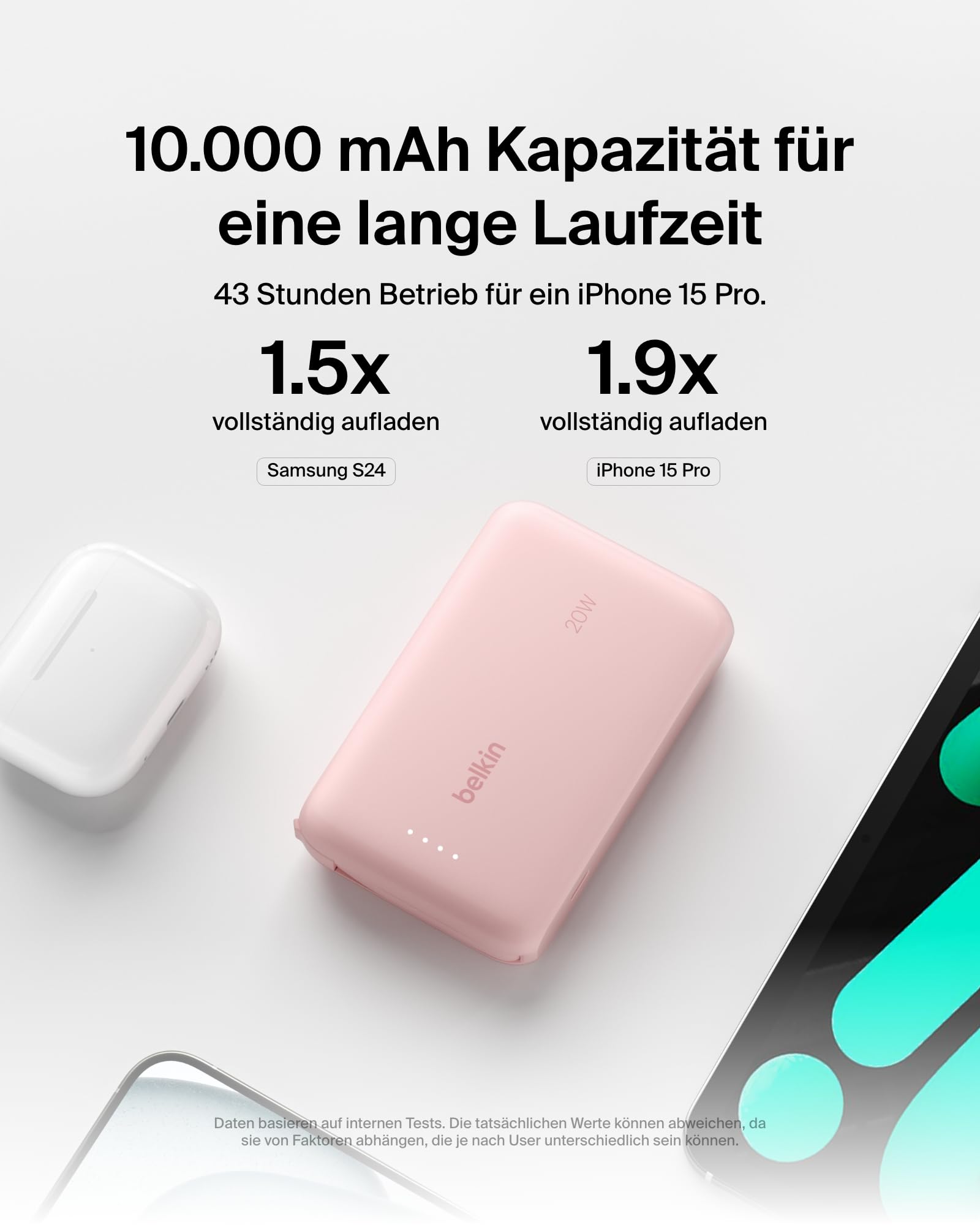 belkin-boostcharge-powerbank-10000mah-mit-usb-c-kabel-rosa-20w image 4