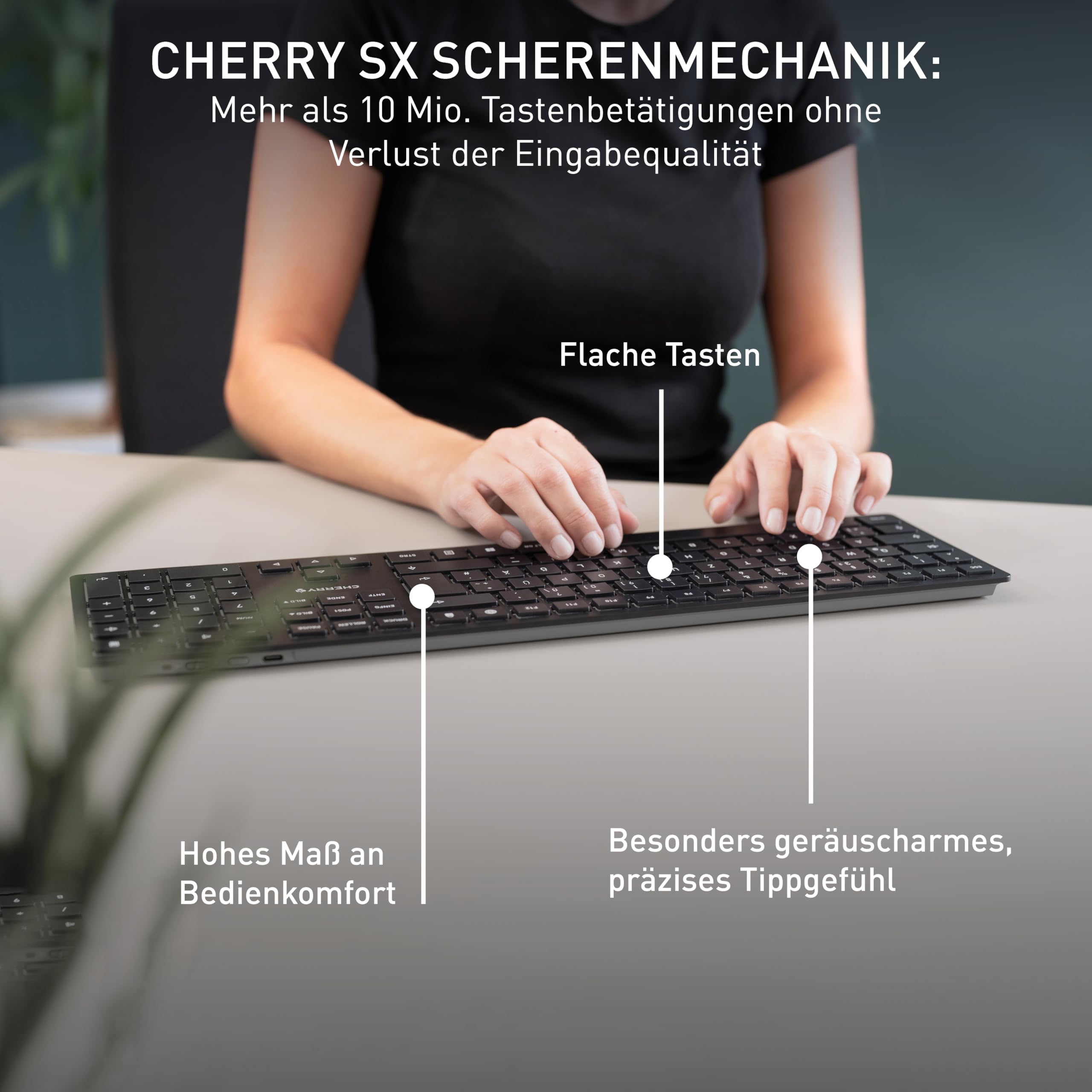 cherry-kw-9100-slim-funk-tastatur-qwertz-schwarz-grau image 5