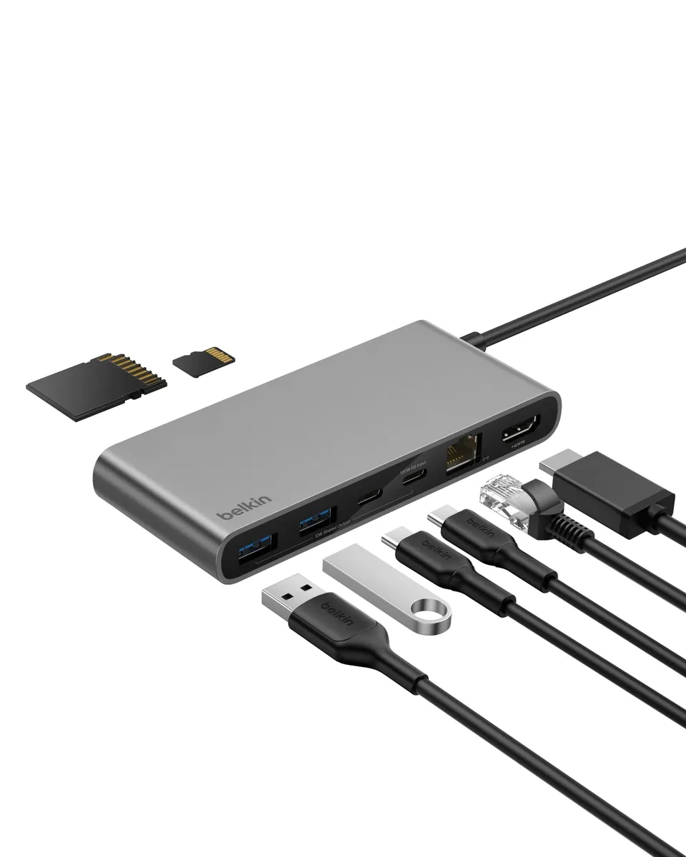belkin-connect-8-in-1-usb-c-hub-4k-60hz-100w-grau image 1