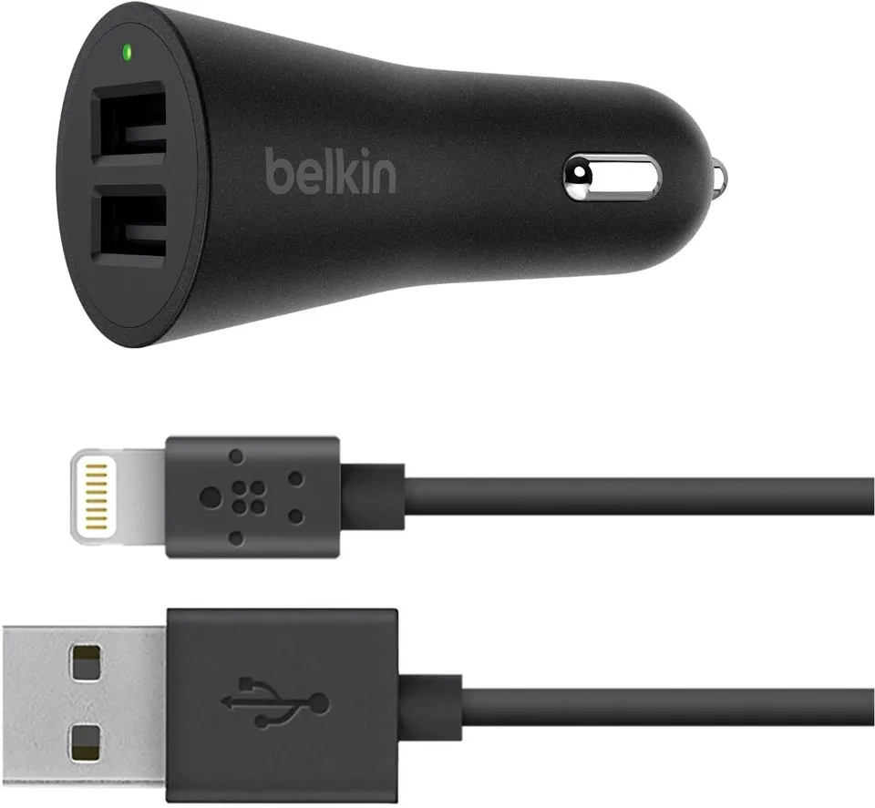 belkin-boost-up-4-8a-kfz-ladeger-t-2-port-usb-a-24w-mit-lightning-kabel-1-2m-sch image 1