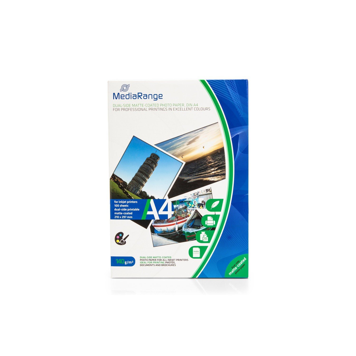 mediarange-matt-fotopapier-a4-140-g-m-100-blatt-beidseitig-f-r-inkjet-wei image 2