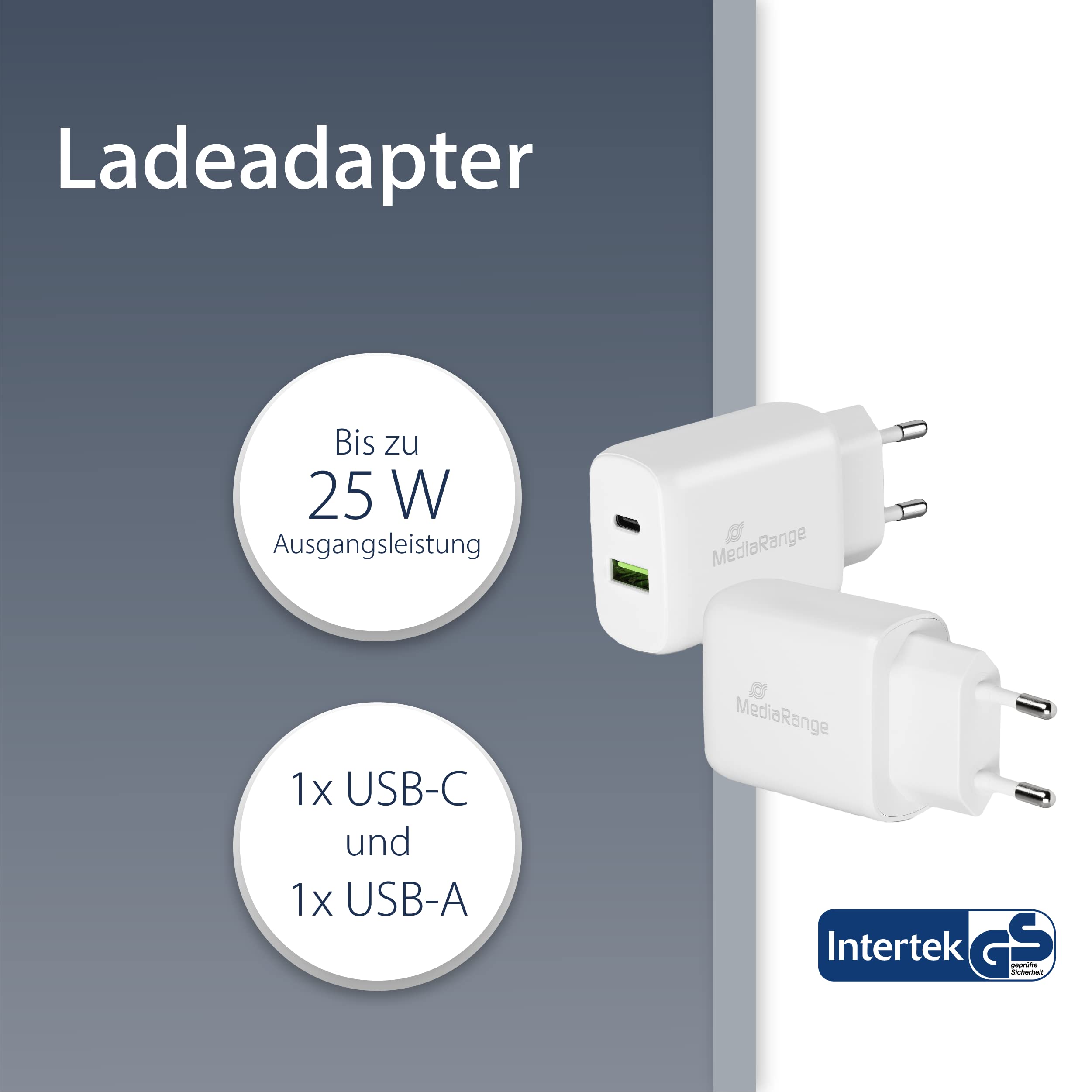 mediarange-25w-steckdosen-ladeger-t-usb-a-usb-c-wei image 2