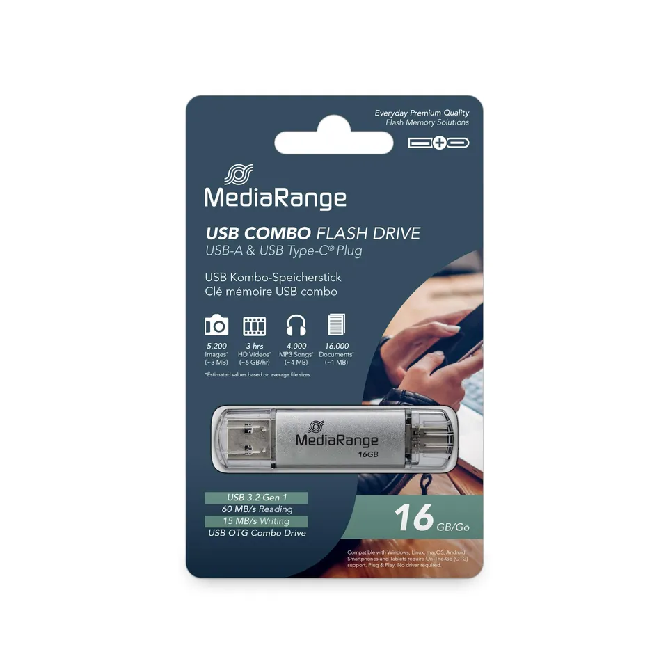 mediarange-usb-stick-usb-c-3-2-gen-1-16gb-silber image 1