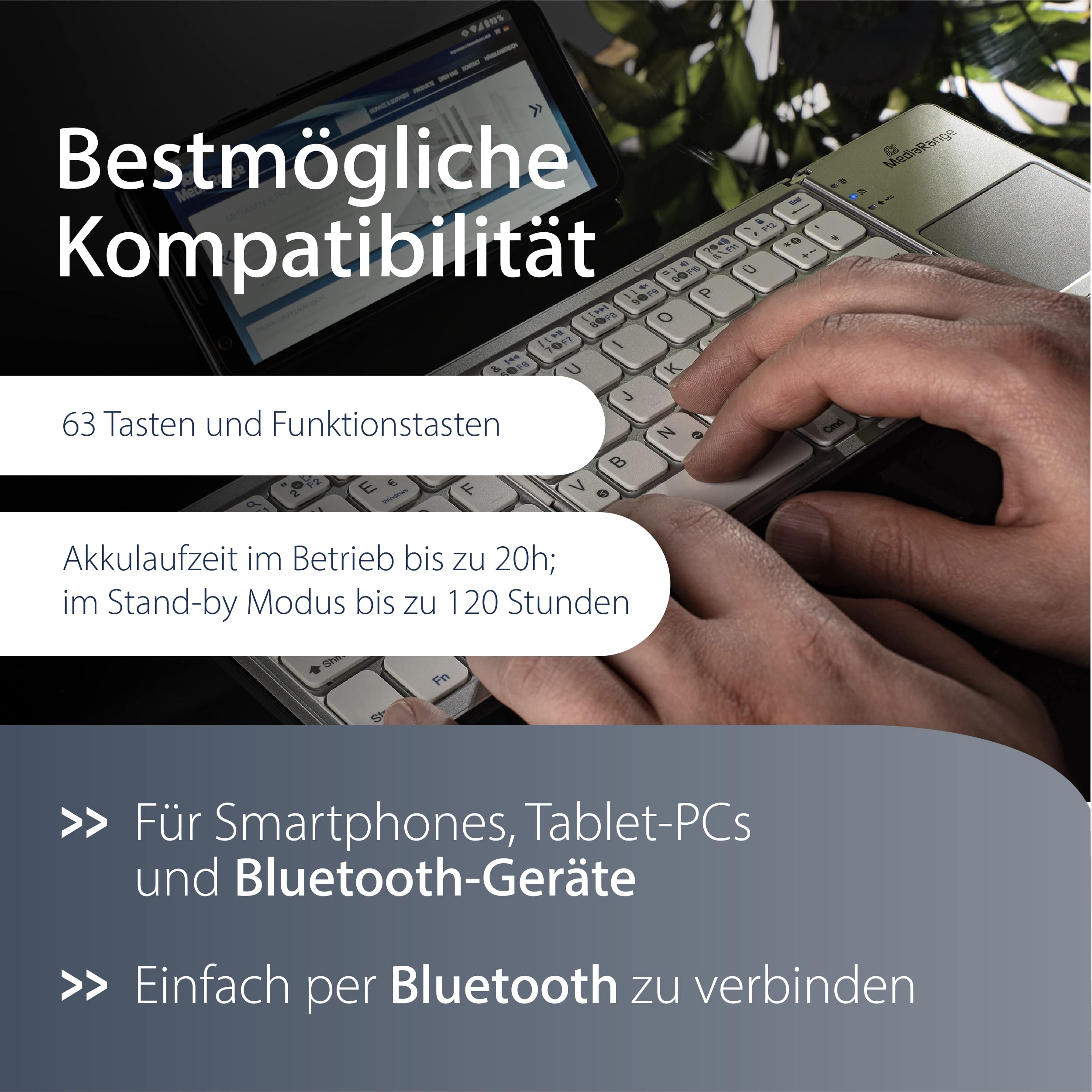 mediarange-funk-tastatur-qwertz-de-at-63-tasten-mit-touchpad-silber-faltbar image 4