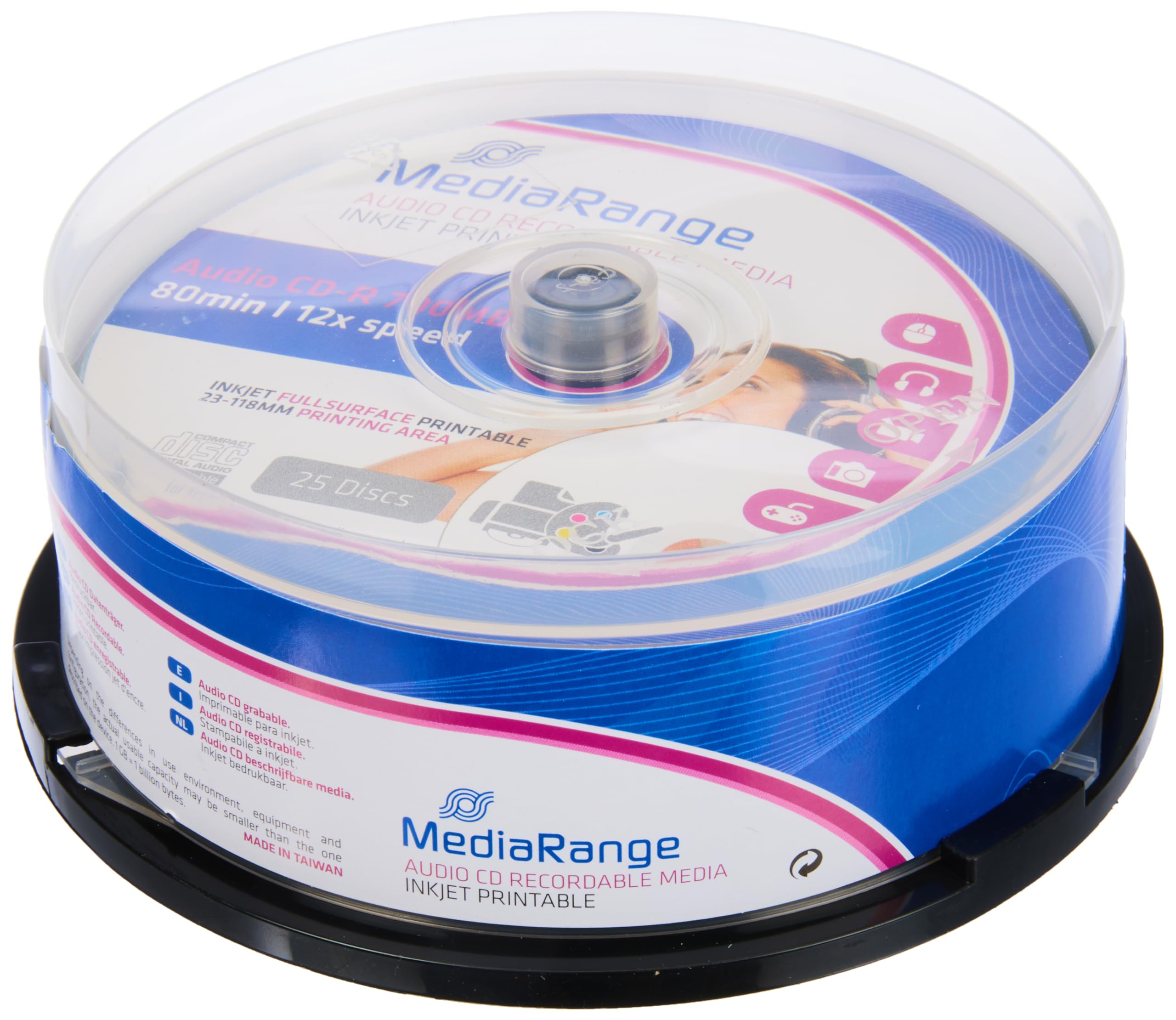 mediarange-audio-cd-r-700mb-80-min-25er-pack-inkjet-bedruckbar image 1