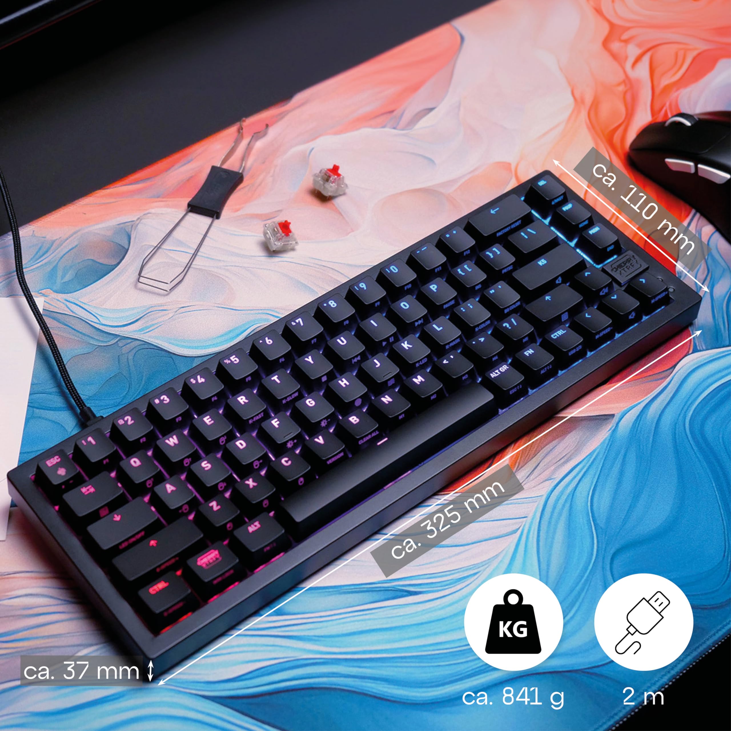 cherry-xtrfy-k5v2-compact-65-gaming-tastatur-qwertz-mx2a-red-schwarz image 2