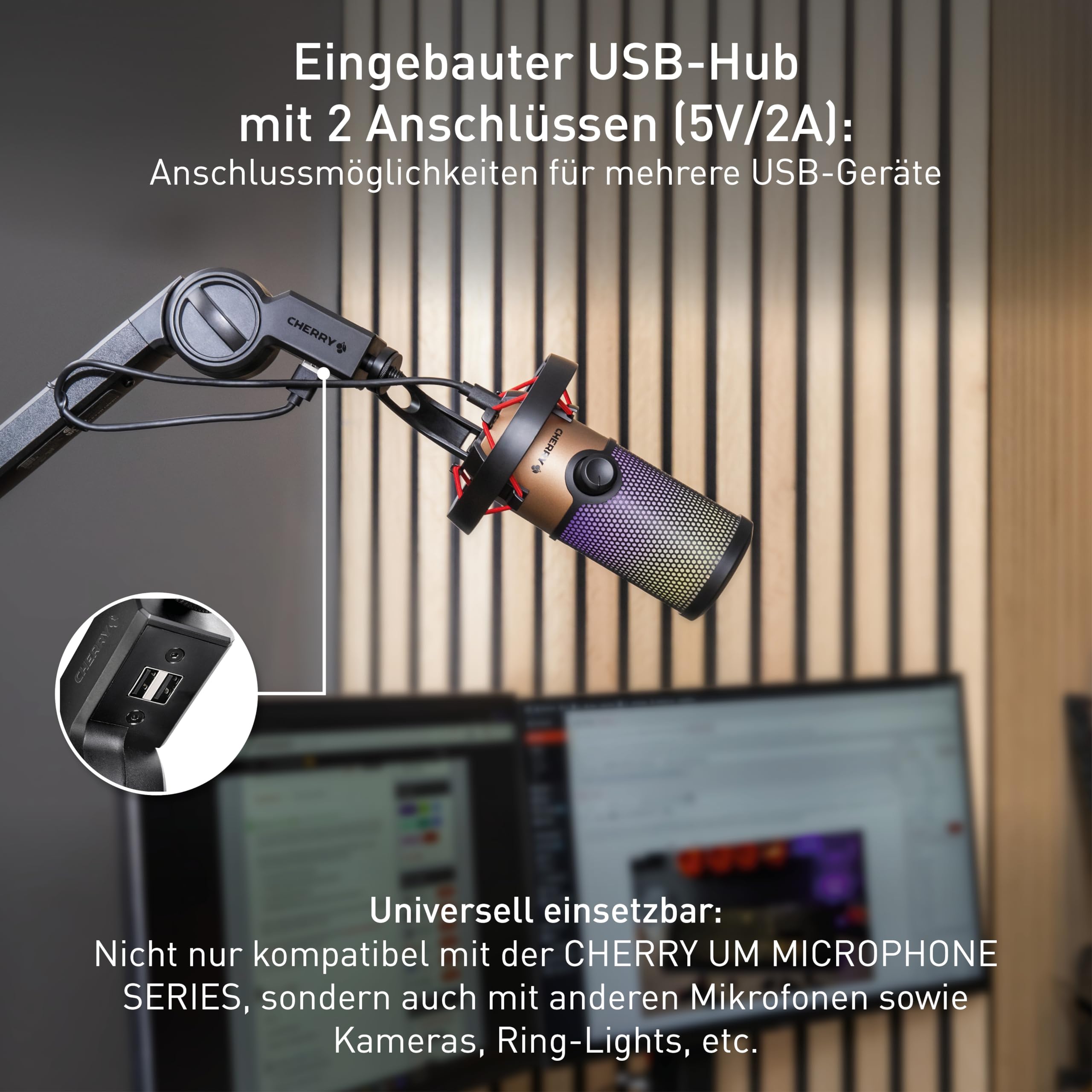 cherry-ma-6-0-uni-usb-mikrofonarm-schwarz-mit-usb-hub image 2