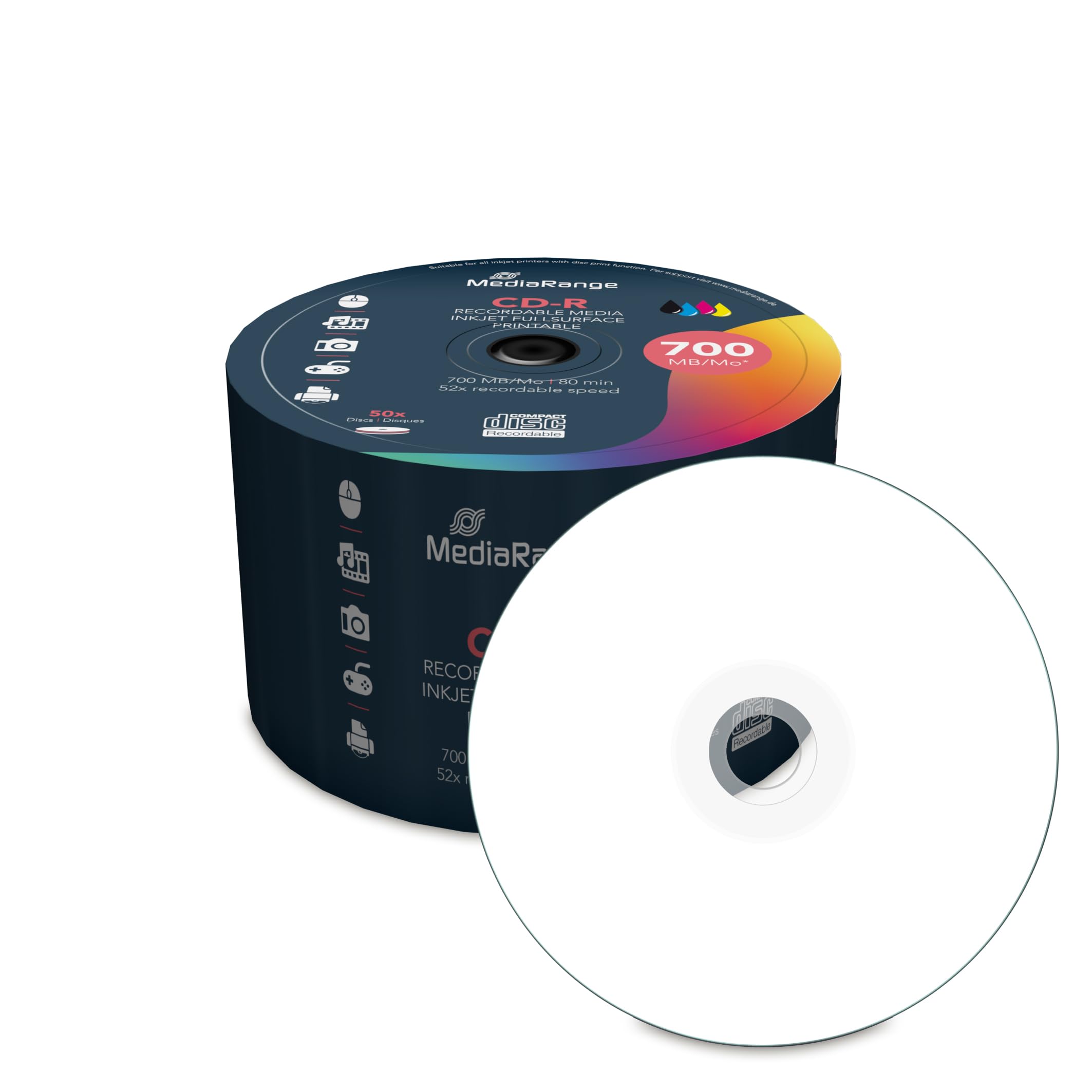 mediarange-cd-r-700mb-80min-52x-cd-rohling-50er-pack-inkjet-bedruckbar image 3