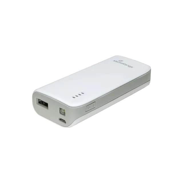 mediarange-powerbank-5-200-mah-mit-led-taschenlampe-usb-a-wei-grau image 1