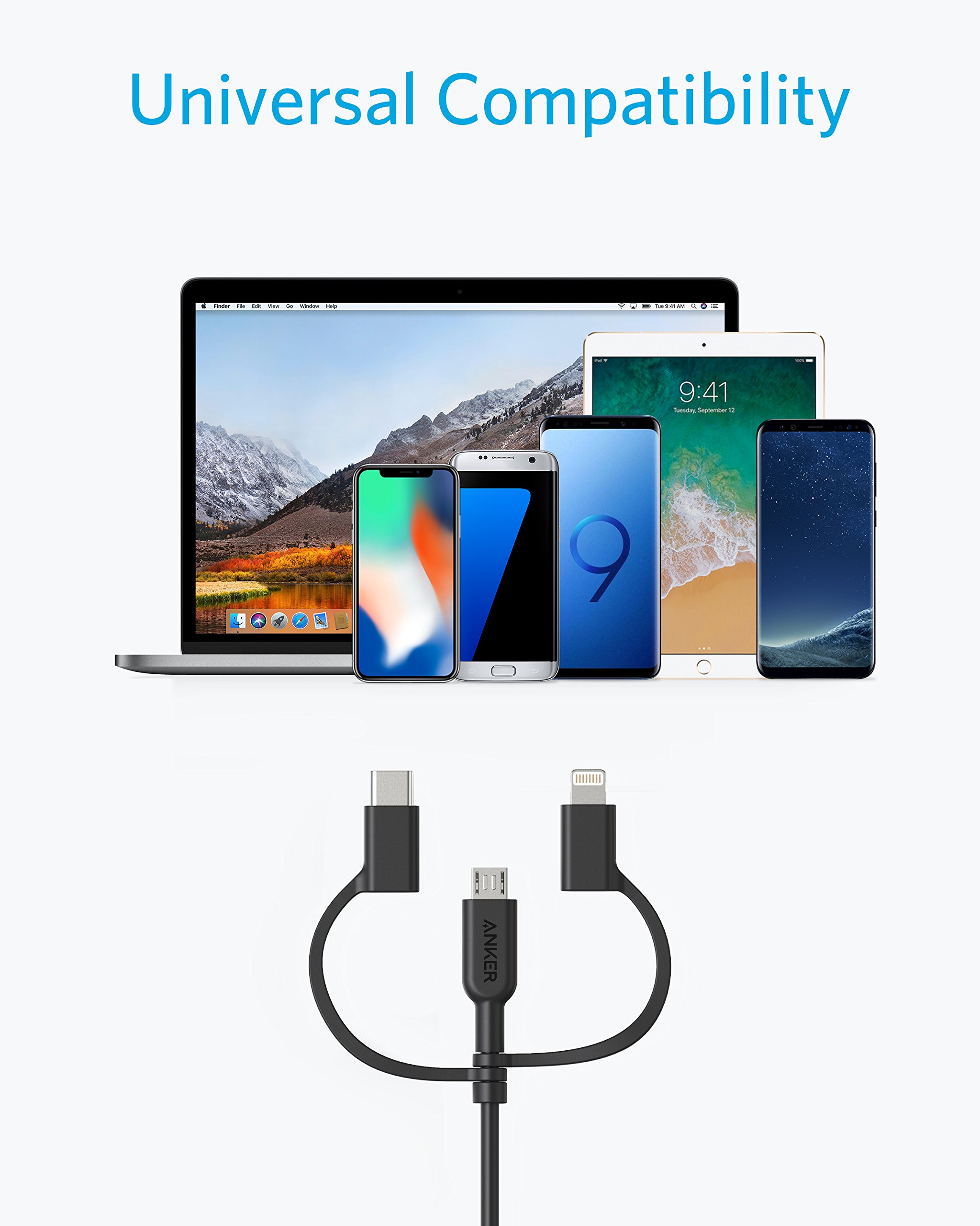 anker-powerline-ii-3-in-1-kabel-0-9m-lightning-usb-c-micro-usb-schwarz image 3